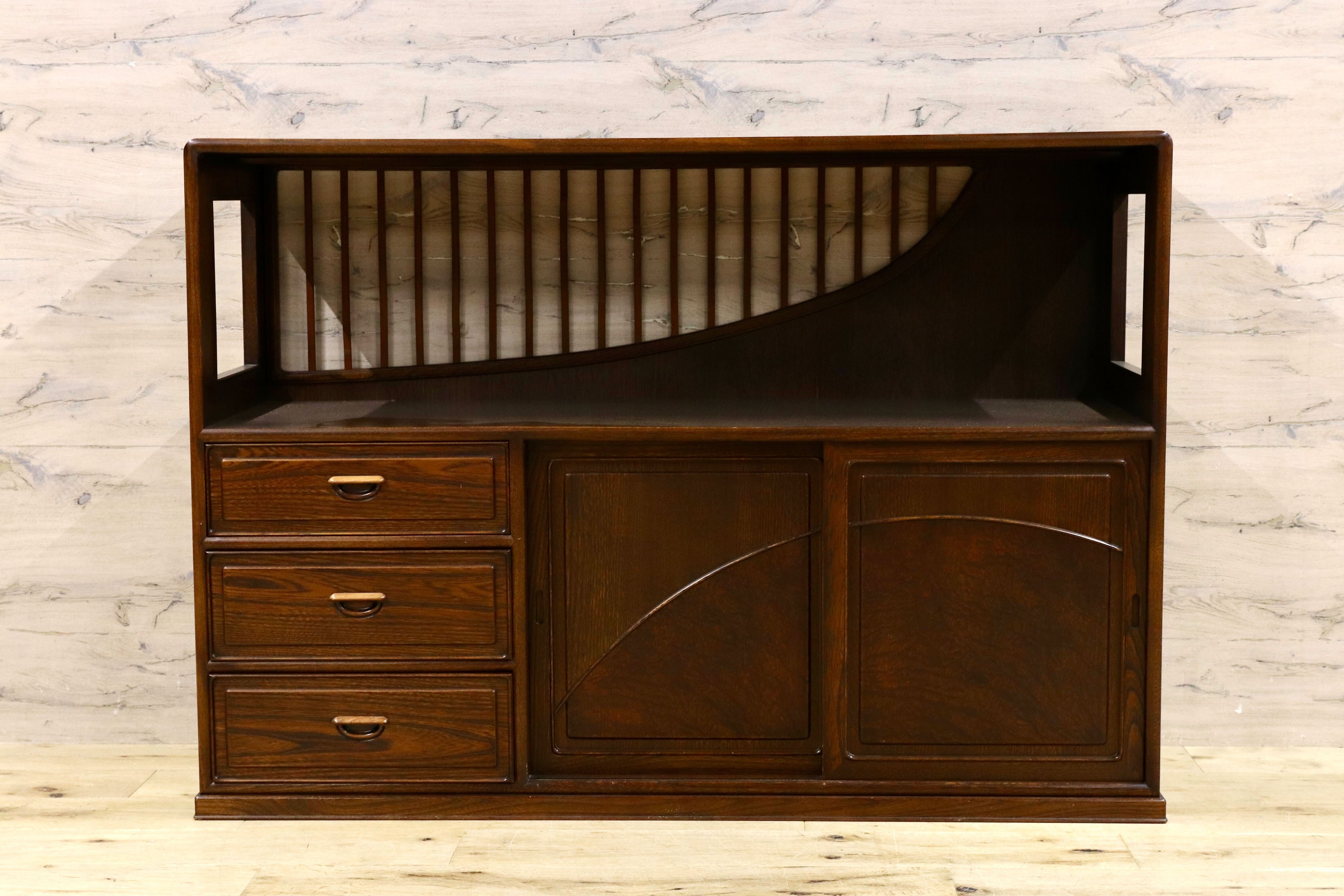 GMHK694○久和屋 / KUWAYA 茶棚 サイドボード リビングボード 飾り棚 和モダン 和家具 収納棚