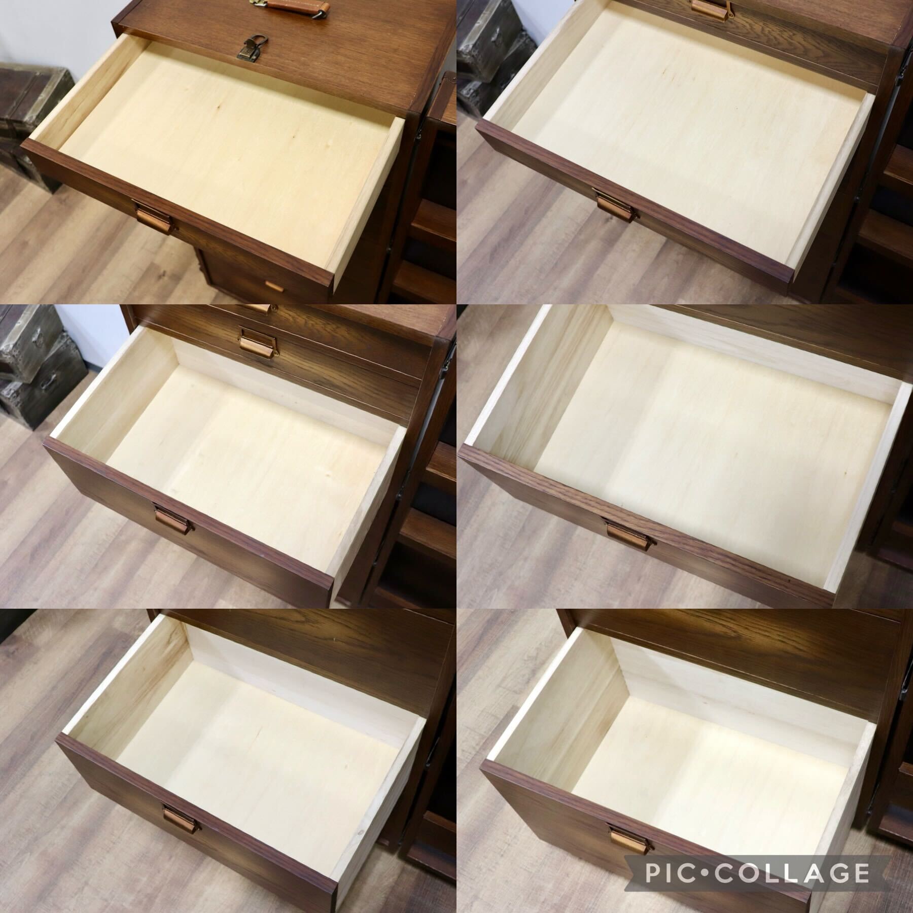 GMHK17○中島制作所 MAGELLAN マゼラン トランクチェスト 6段チェスト 飾り棚 マガジンラック 収納家具 オーク材 アンティーク 大川家具