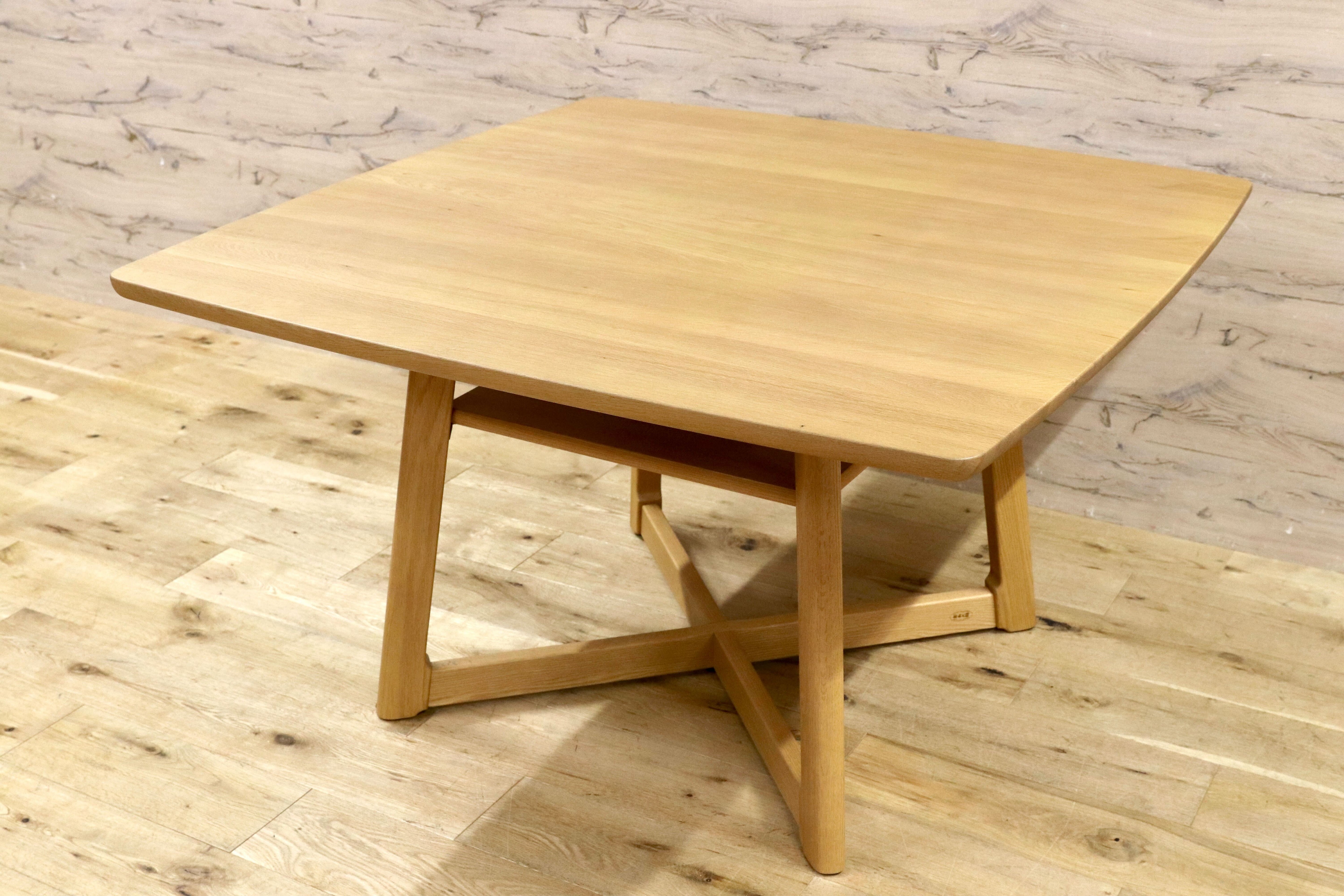 GMHK682○浜本工芸 / HAMAMOTO オーク無垢 ダイニングテーブル 食卓テーブル 少し低め 国産家具 約18.8万 モデルルーム展示品
