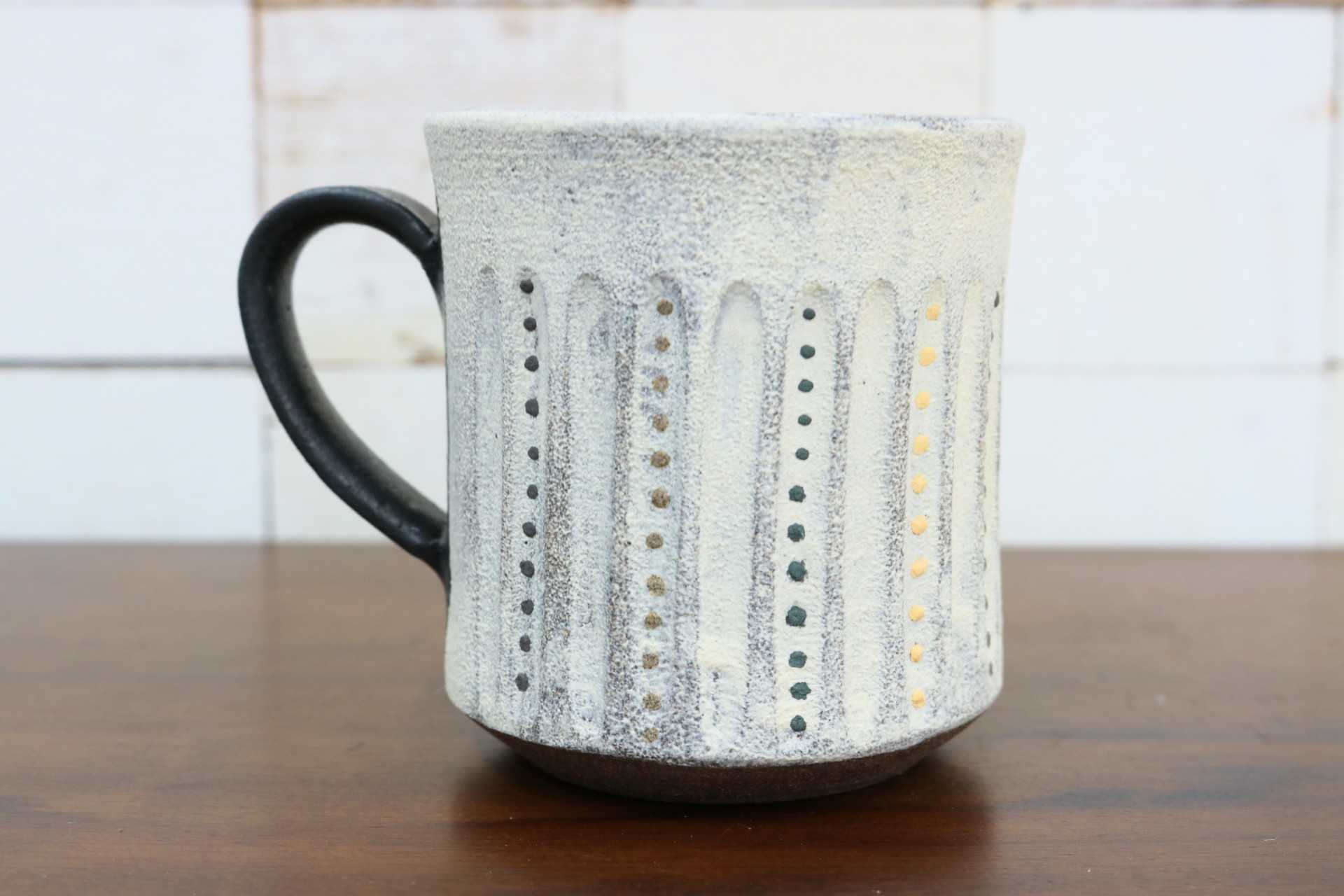 GMJO119Q〇市野悟窯 市野哲次 丹波焼 彩色線象嵌 マグカップ 陶器 現代陶芸 作家物