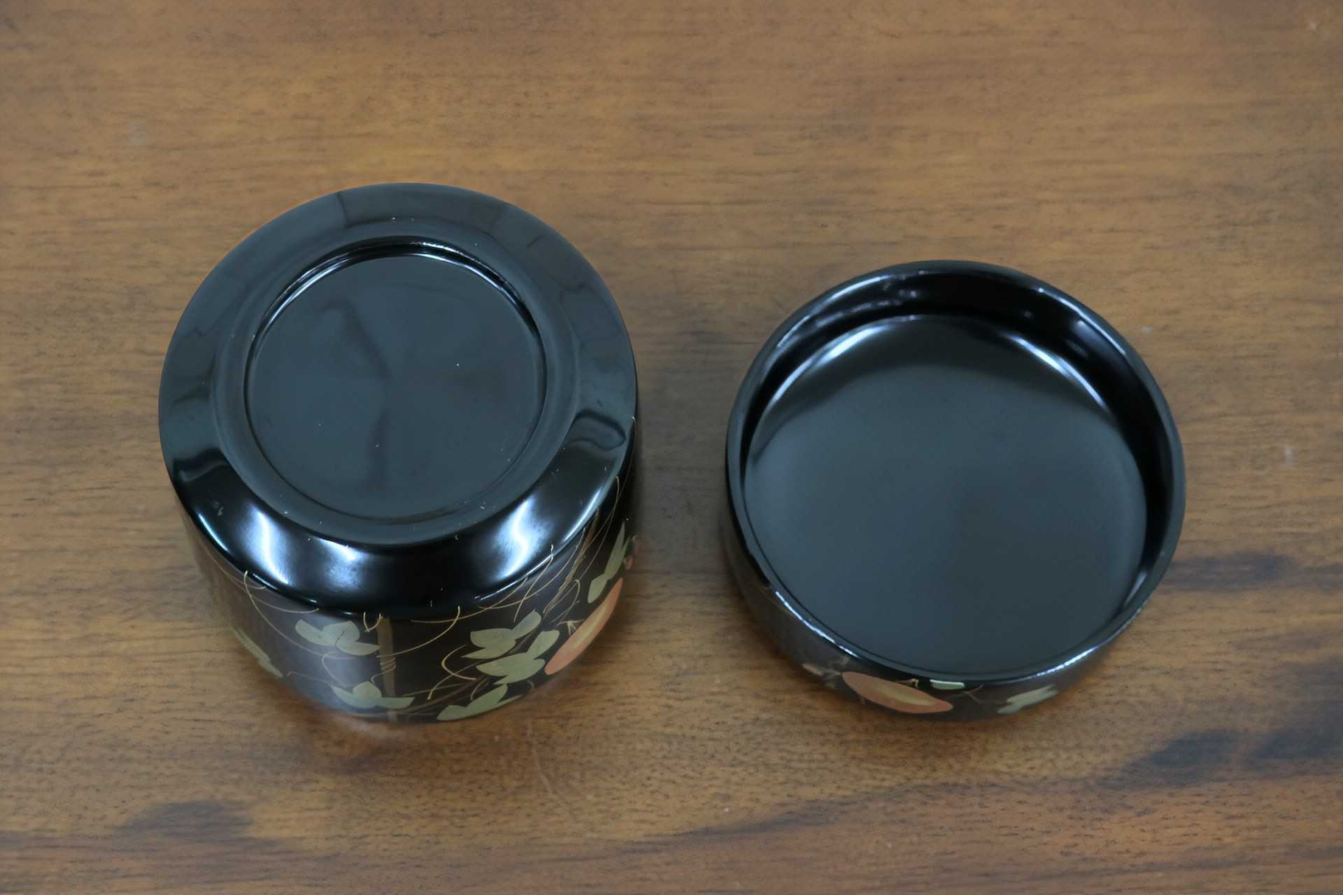 GMJK371AS〇宗香 棗 朝顔に蜻蛉 蒔絵 螺鈿細工 大下宗香 茶道具 茶器 薄茶器 共箱 加賀山中蒔絵 夏 初秋 伝統工芸
