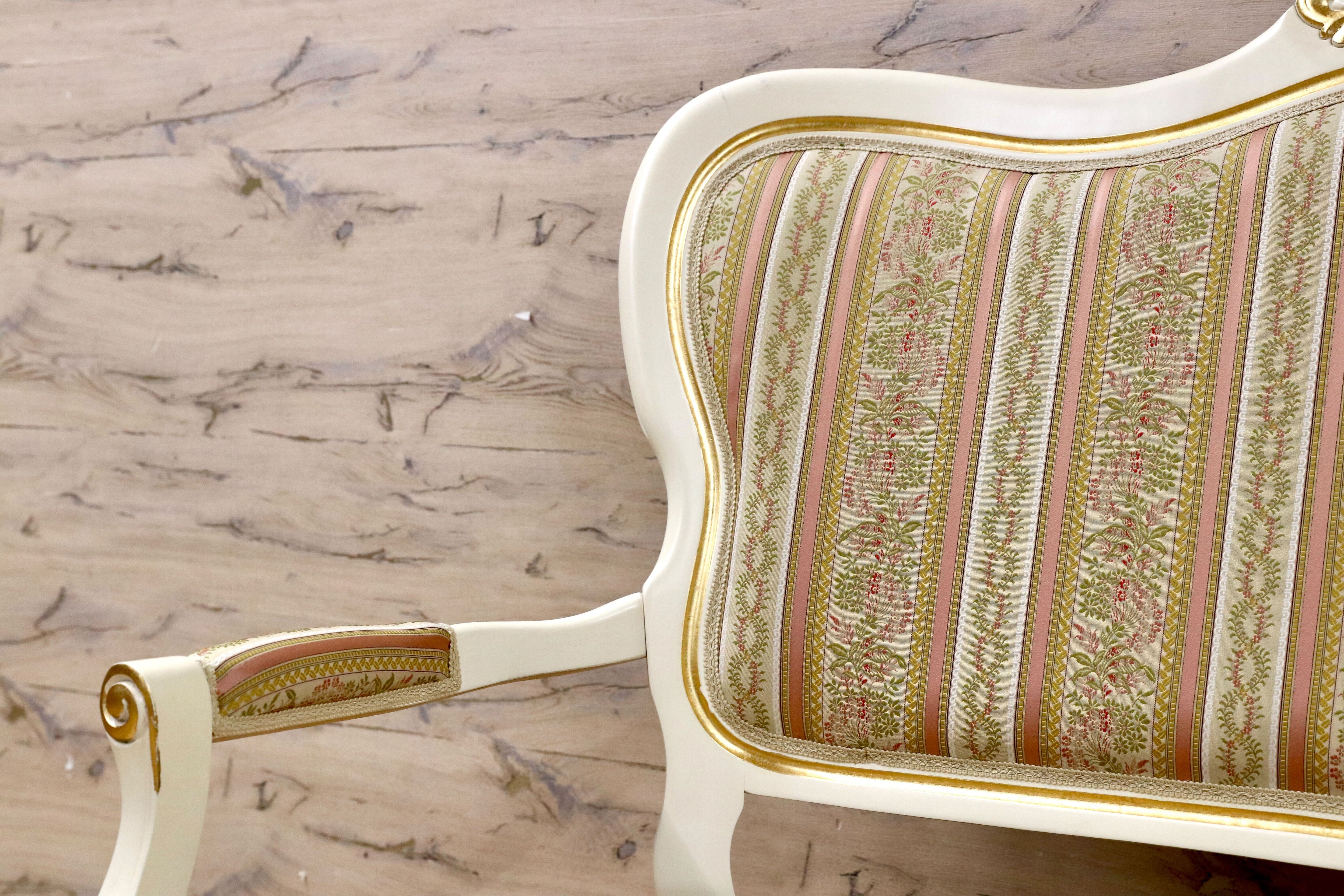 GMIK841○ロココ調 2人掛けソファ ラブソファ ベンチソファ イタリア クラシック エレガント シャビー 姫家具 ヨーロピアン