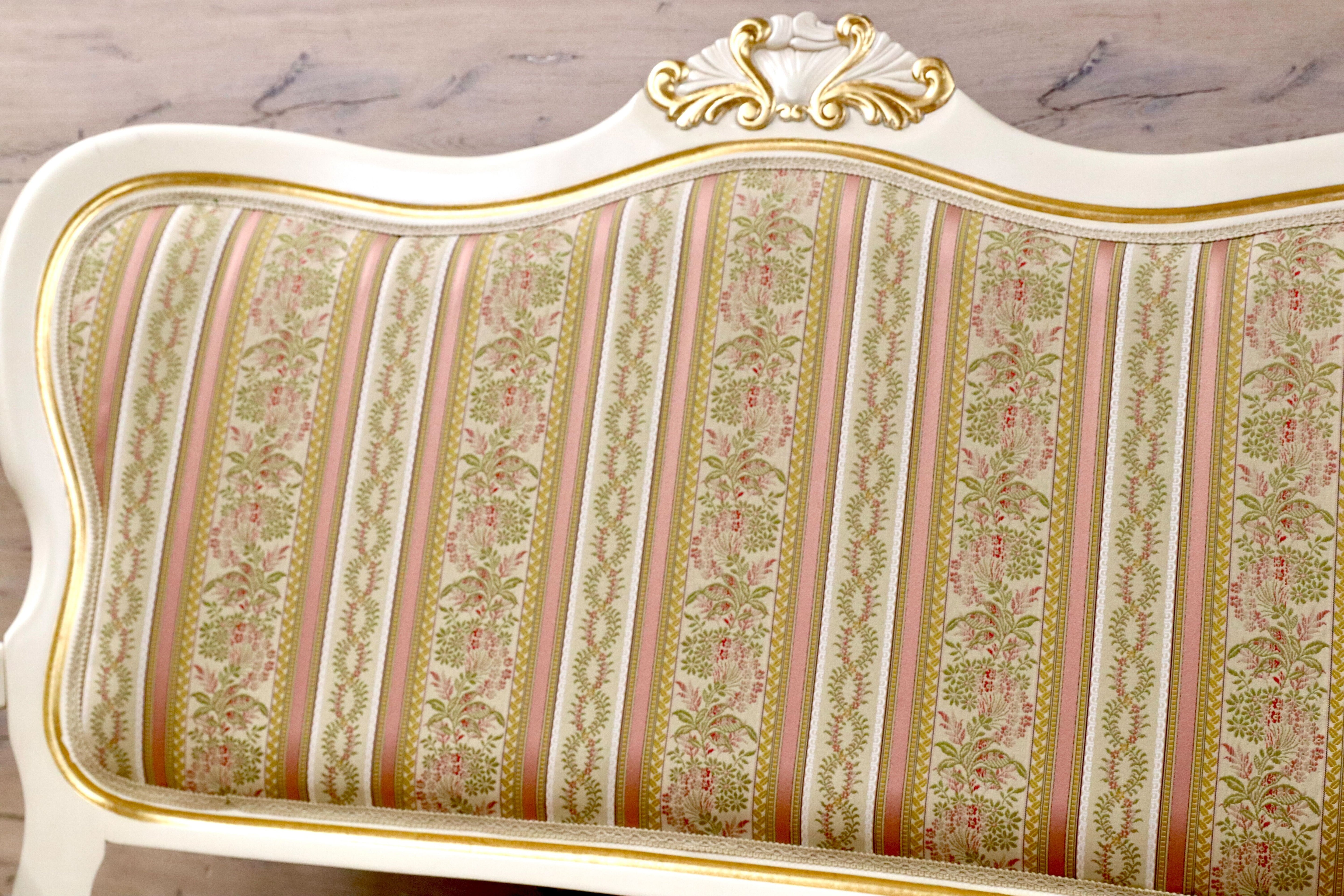 GMIK841○ロココ調 2人掛けソファ ラブソファ ベンチソファ イタリア クラシック エレガント シャビー 姫家具 ヨーロピアン