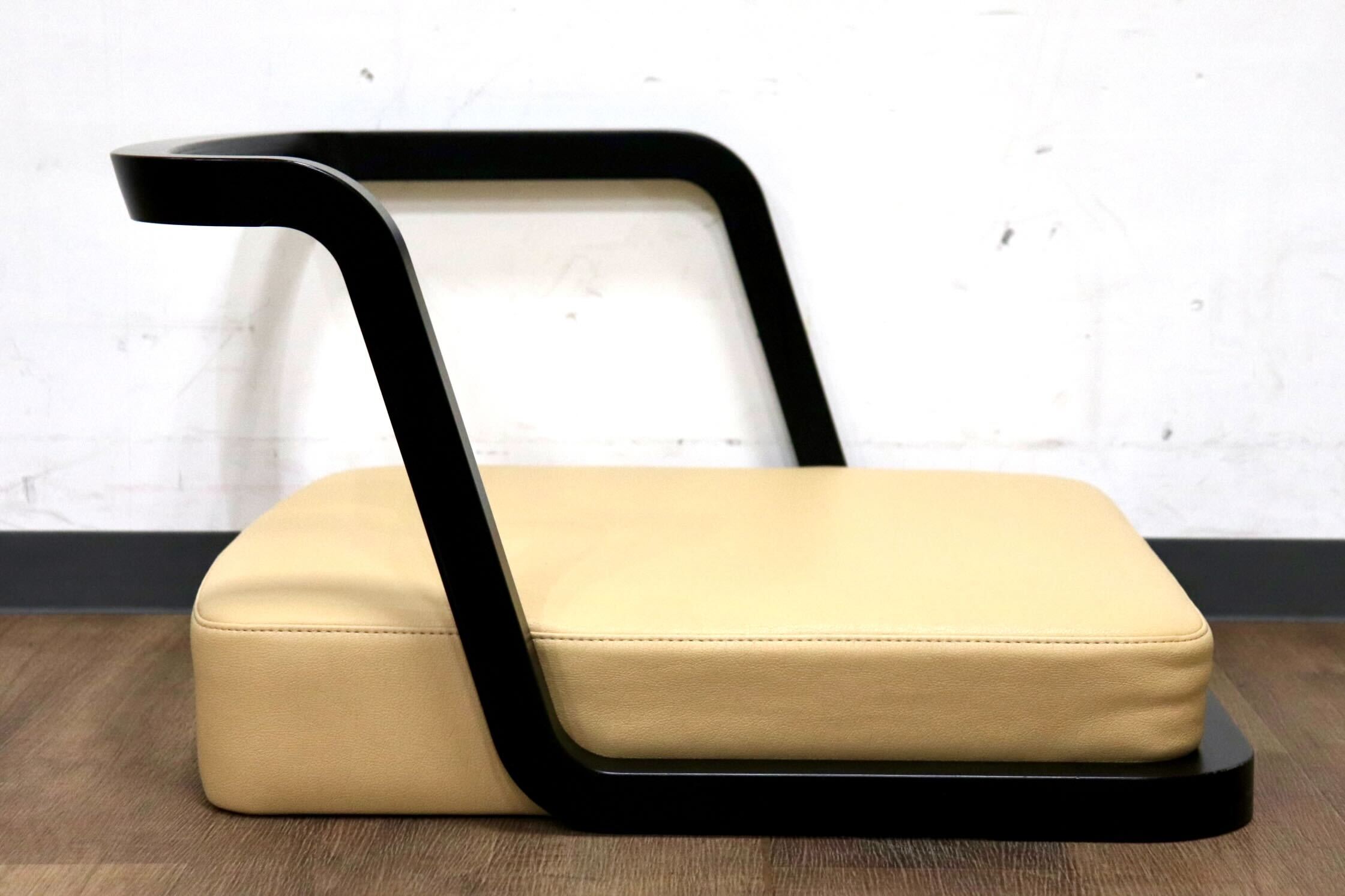 GMHO133D○天童木工 / Tendo 座椅子 ローチェア 椅子 チェア スタッキング 和家具 和モダン 座敷 合皮 ベージュ ビーチ材 定価約11万