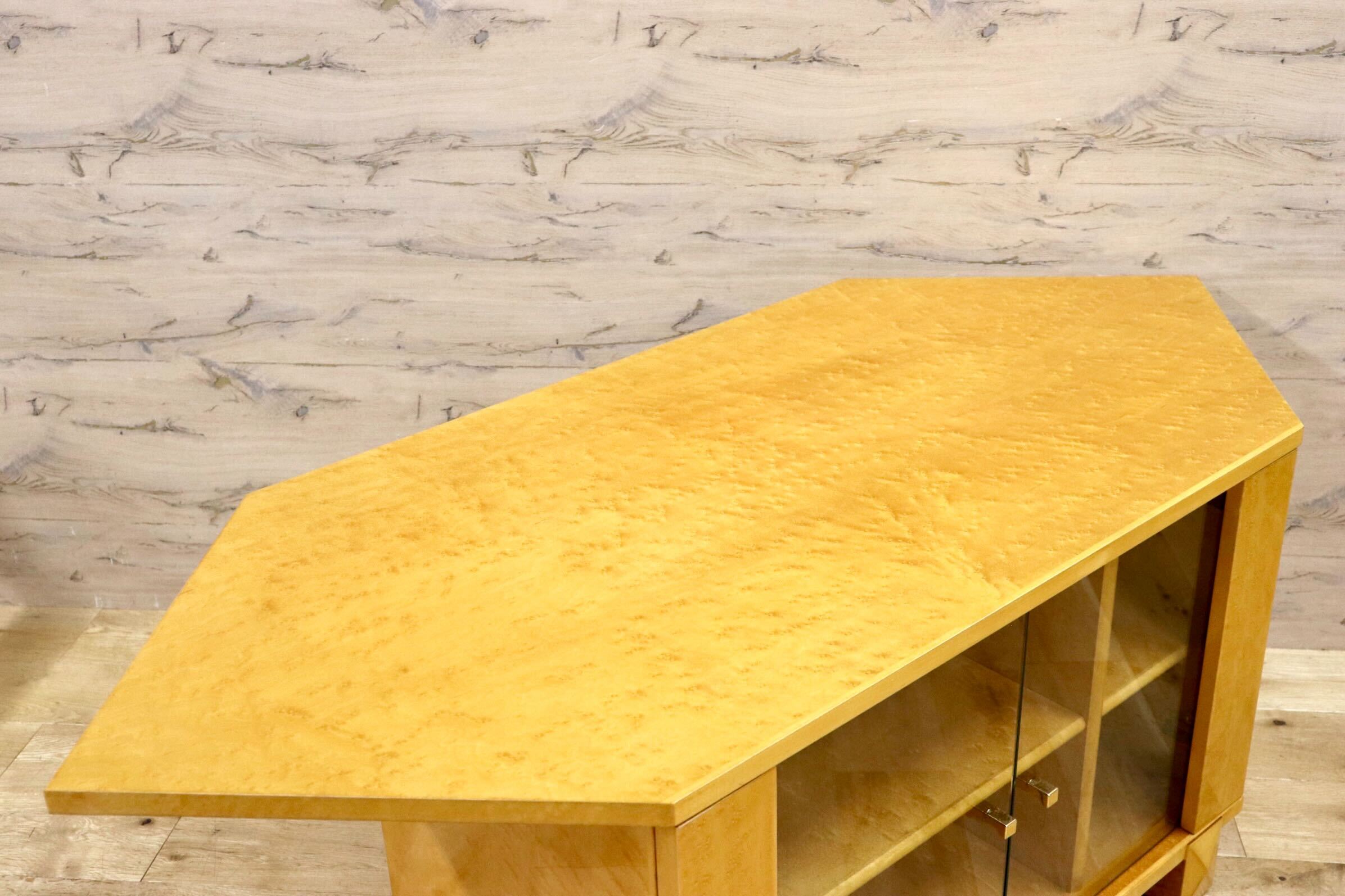 GMHN206B○IDC大塚家具 スプレンダー コーナーボード TVボード AVボード リビングボード 飾り棚 バーズアイメープル 定価約40万 展示品