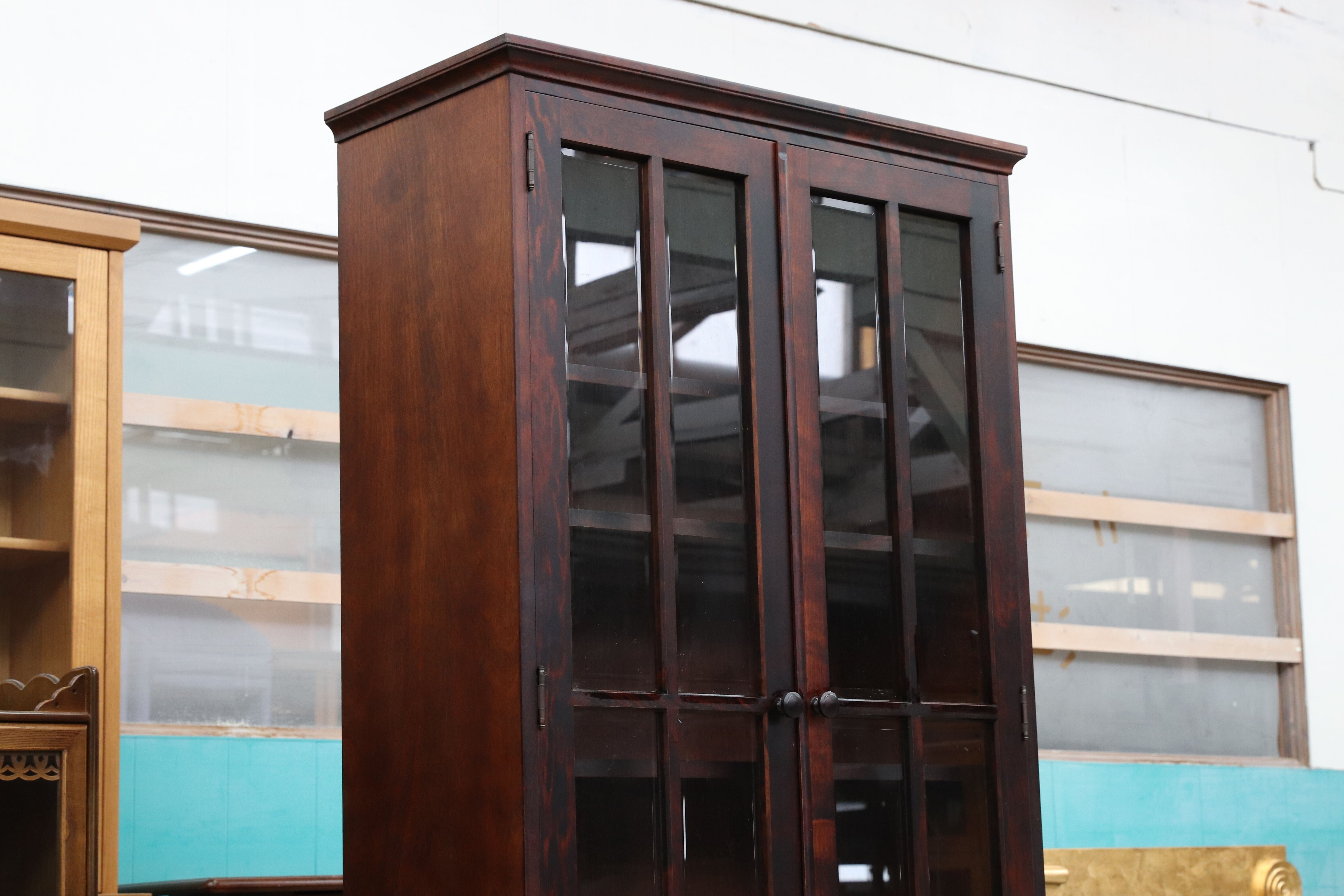 GMGH519○民芸家具 書棚 本棚 飾り棚 キャビネット 和家具 レトロ アンティーク 古民家 検)和光 北海道民芸家具