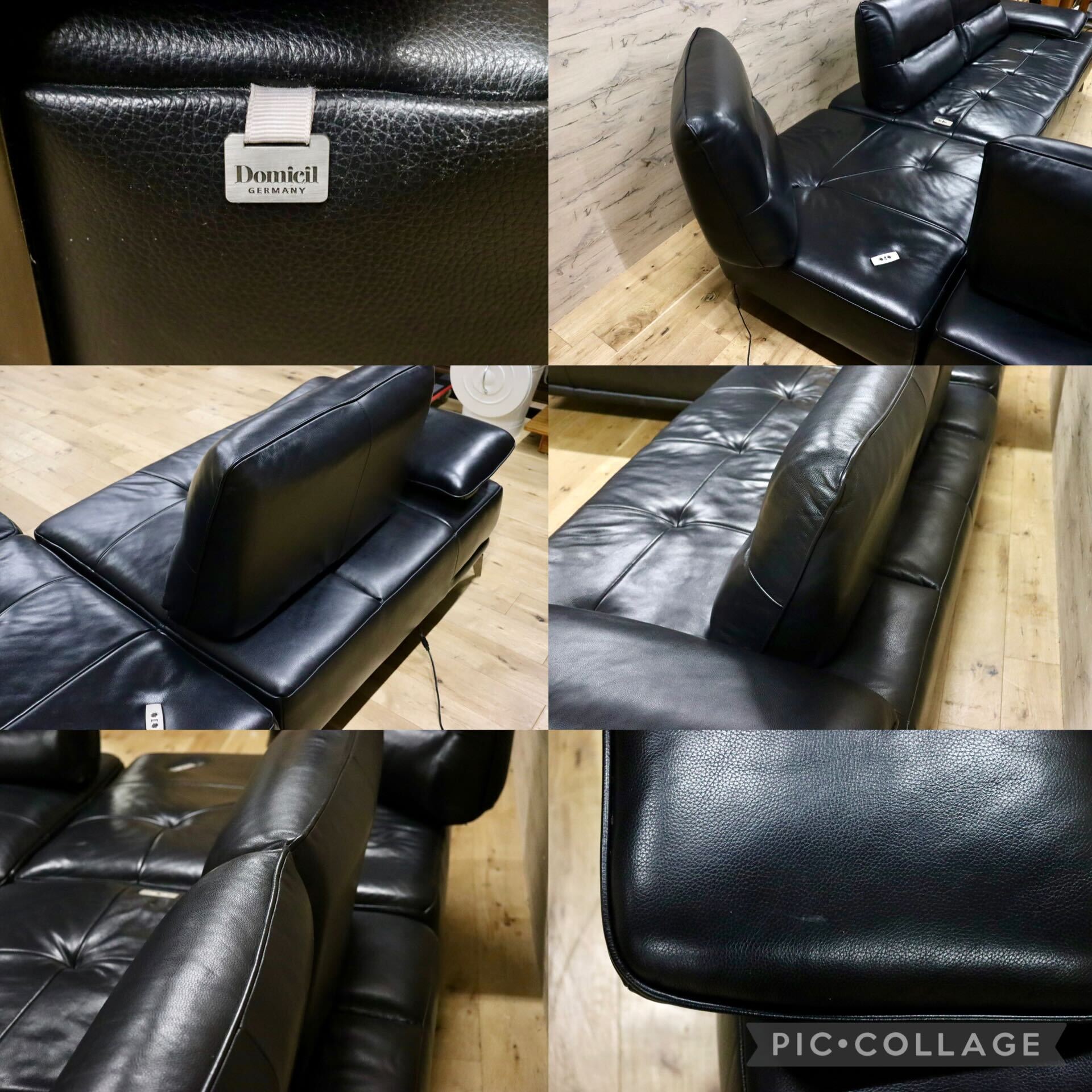 GMIO488○Domicil / ドミシール DM-0360 電動コーナーソファ カウチソファ 総革 ブラック ドイツ 最高級 モダン IDC大塚家具 定価約65万