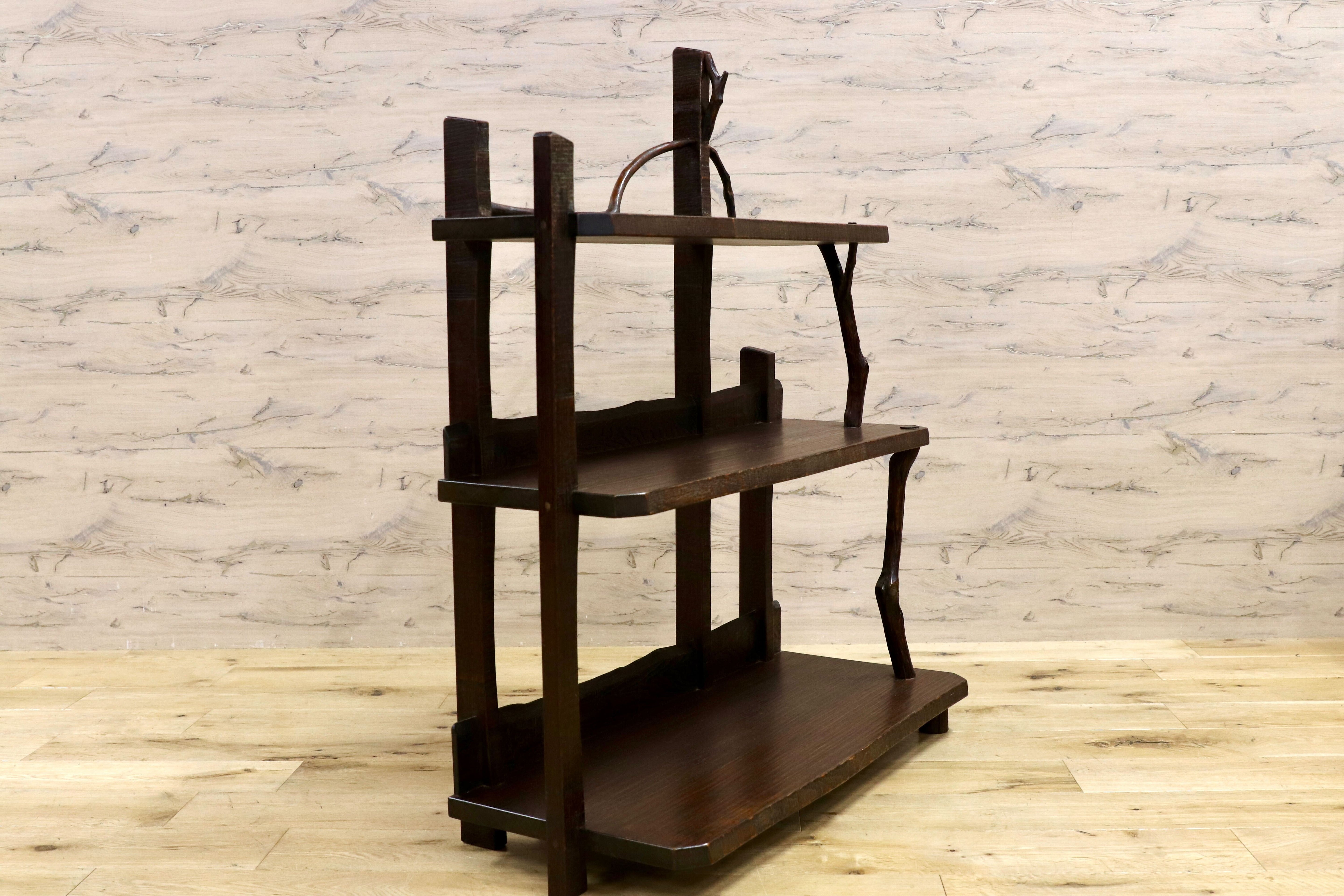 GMHK324○無垢材 シェルフ ラック 飾り棚 花台 オープンシェルフ 和家具 和モダン レトロ