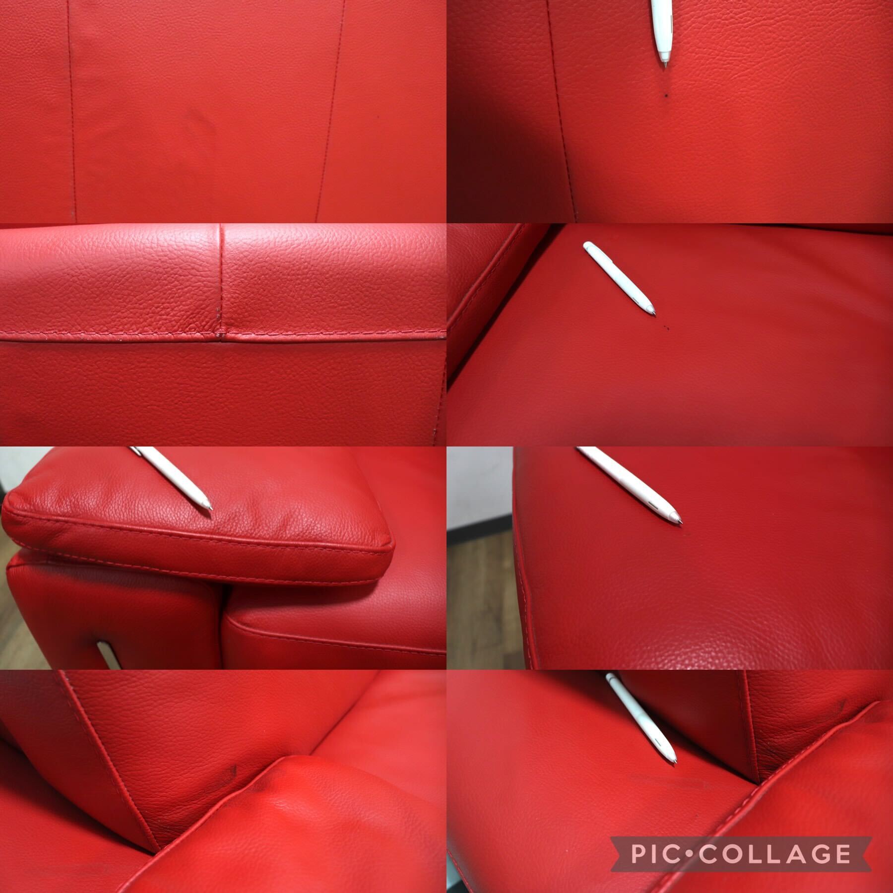 GMHN156○IDC大塚家具 Genova ジェノバ 3人掛けソファ トリプルソファ ワイドソファ レッド 総革 イタリア製