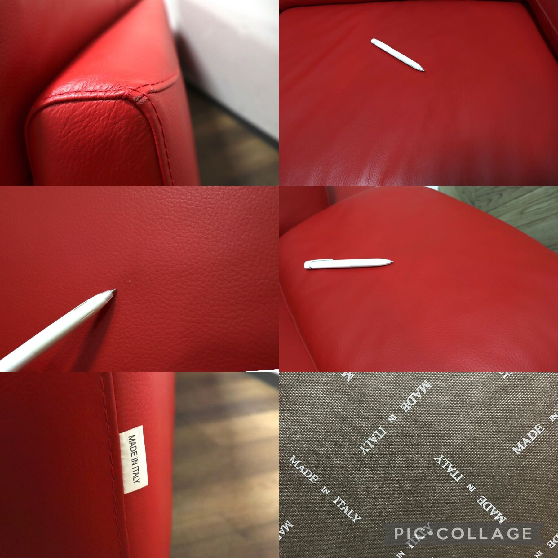 GMHN156○IDC大塚家具 Genova ジェノバ 3人掛けソファ トリプルソファ ワイドソファ レッド 総革 イタリア製