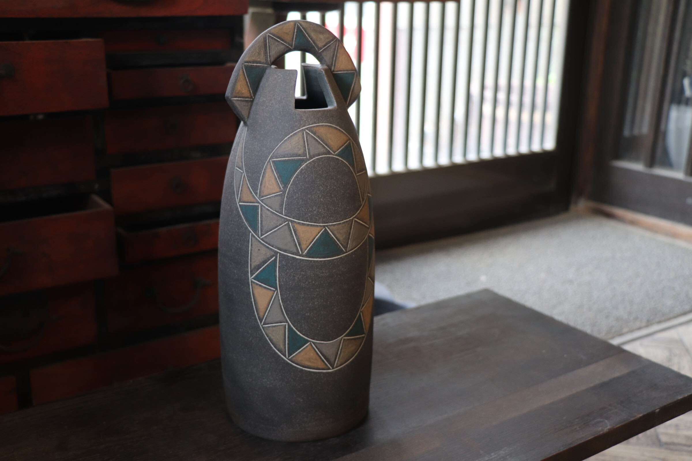 GMJI38◯市野悟窯 市野哲次 丹波焼 花瓶 陶器 現代陶芸 丹波篠山 作家物
