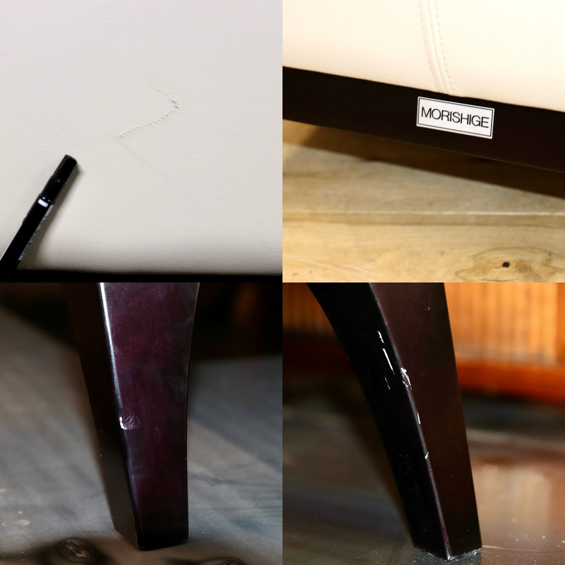 GMGF137B○モリシゲ / MORISHIGE レストキャビン アームチェア シングルソファ ラウンジチェア 白 本革 定価34.5万 モデルルーム展示品