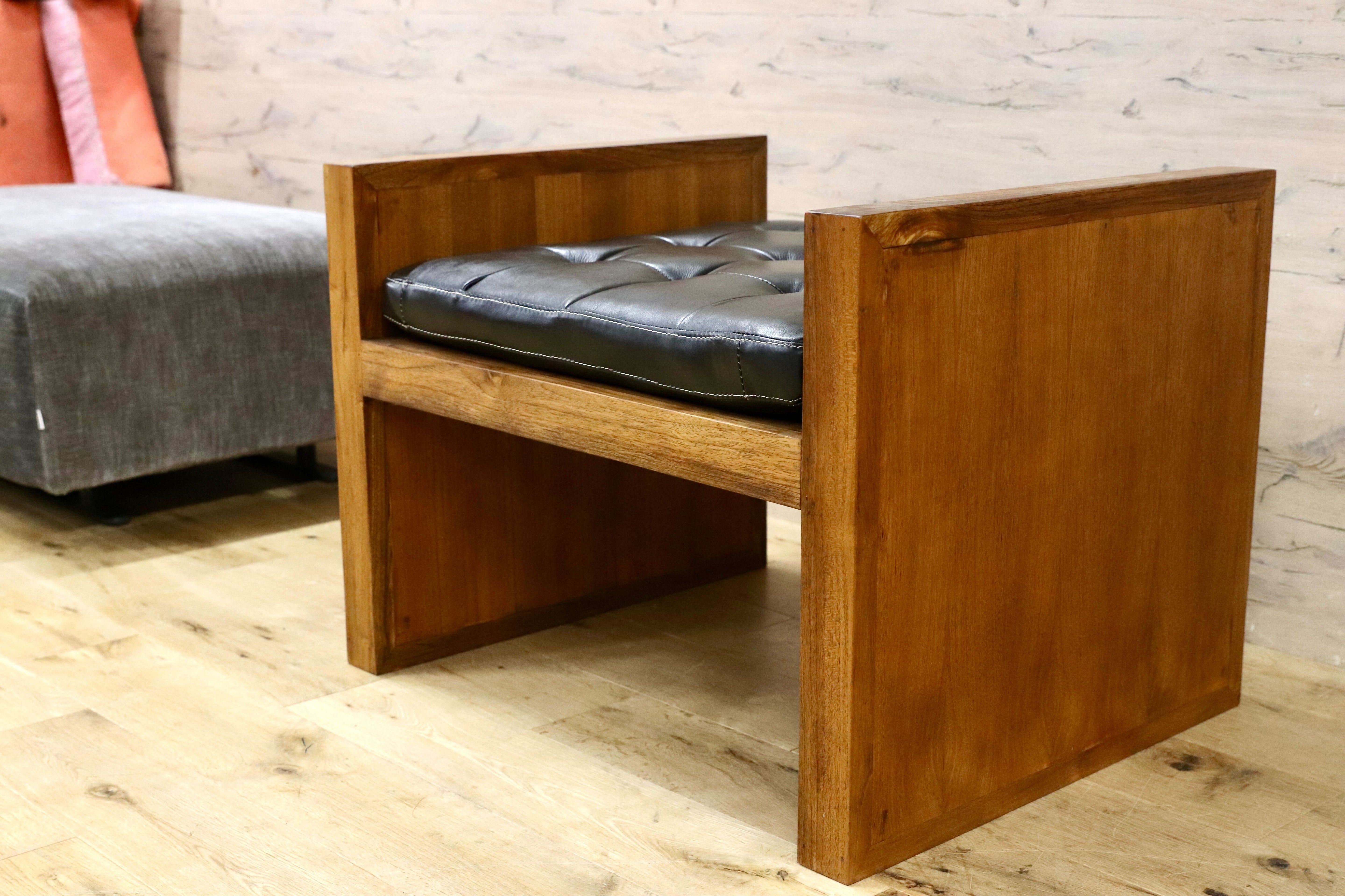 GMIK847F○CARIGGE MARKET / カリッジマーケット 本革シート サイドチェア ブラック スツール 椅子 アジアン 家具 展示品