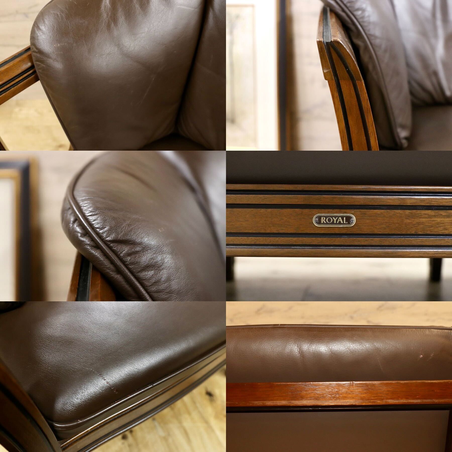 GMGN443○maruni / マルニ ROYAL ロイヤル 地中海 シャルル 3人掛けソファ トリプルソファ 3シーター 本革 ブラウン 定価約85万