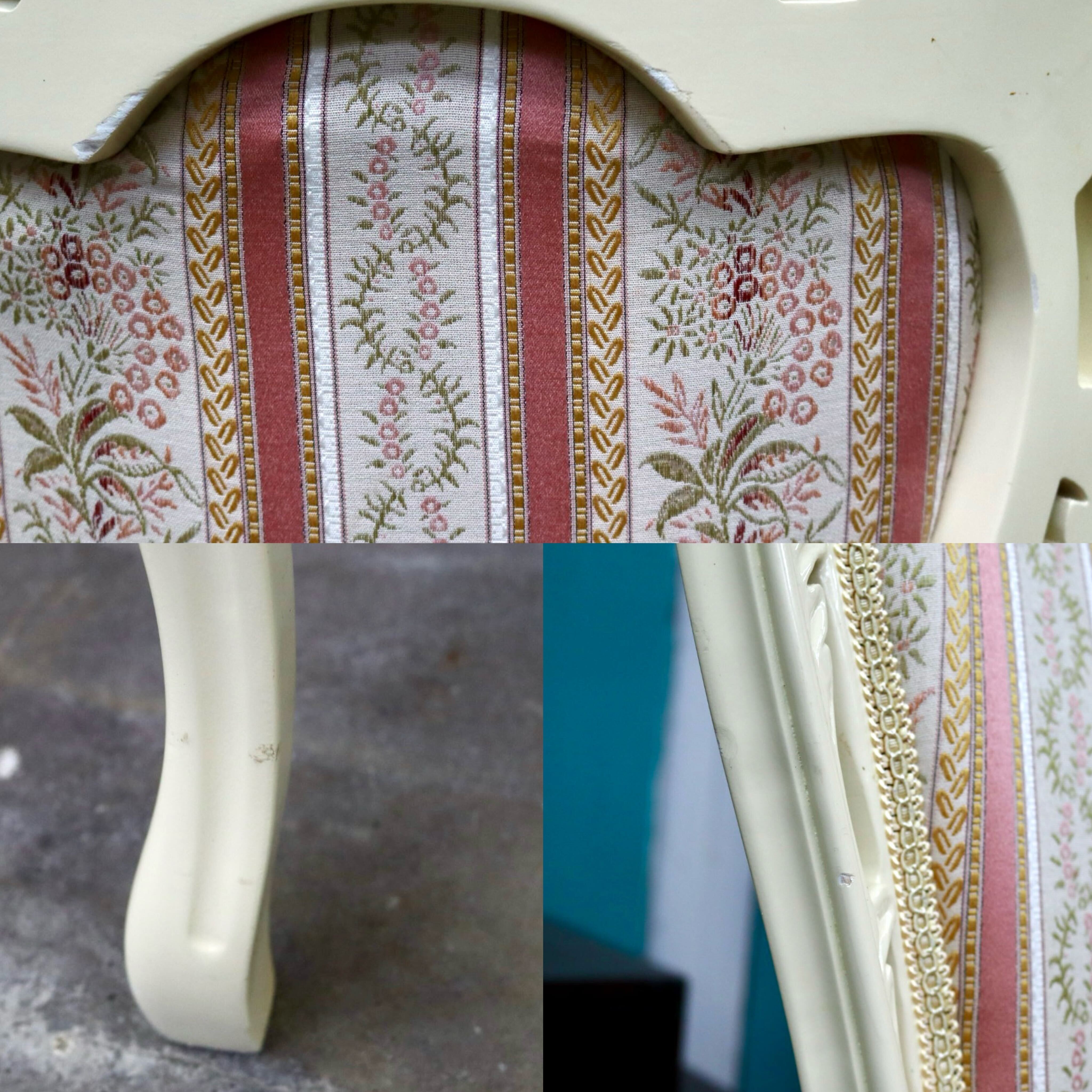 GMIS418○ダイニングチェア アームレスチェア 椅子 木製 ファブリック ドレッサー 猫脚 ヨーロピアン ロココ アンティーク調