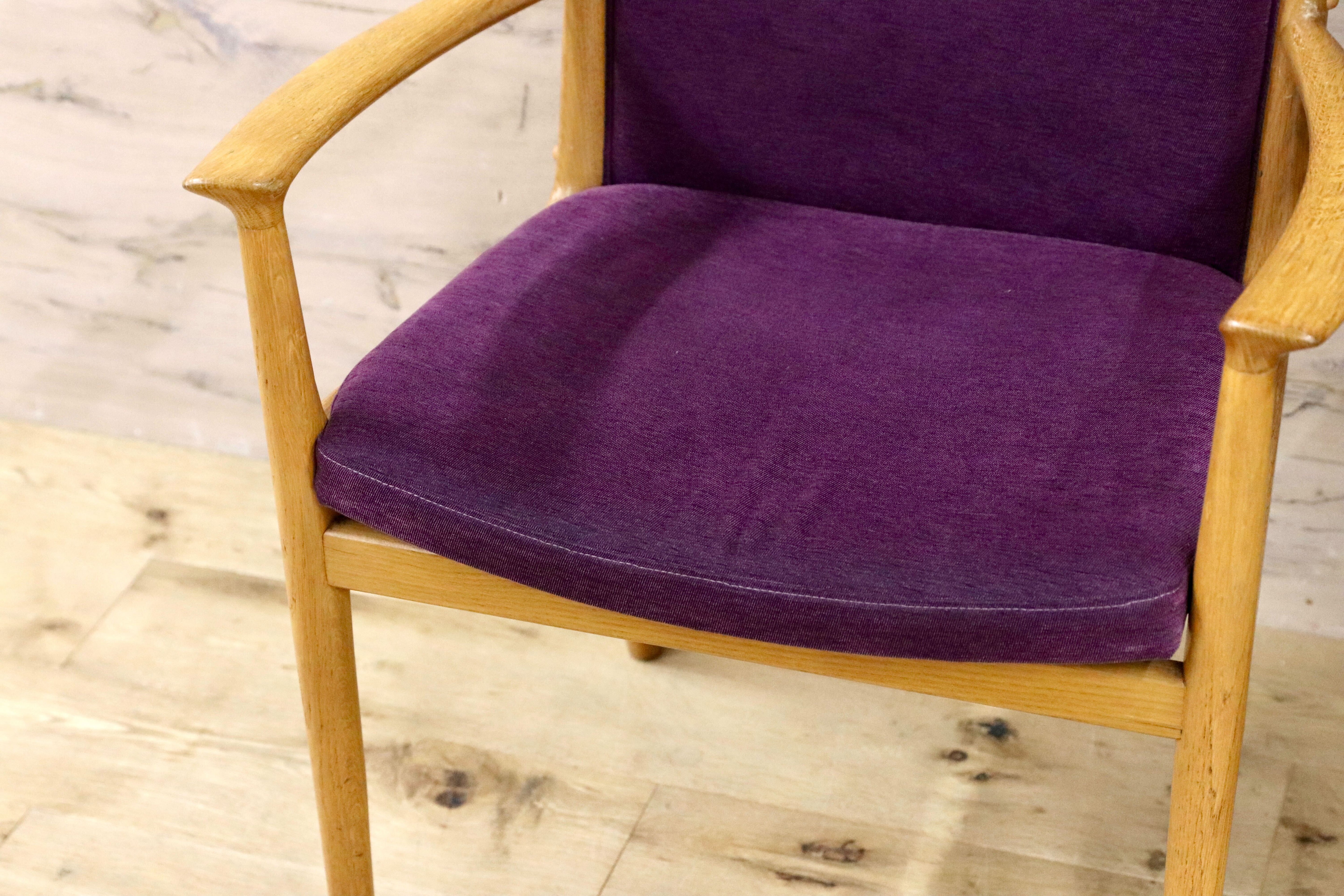 GMIK413AZ○mobilia / モビリア DANISH 北欧ヴィンテージ アームチェア ダイニングチェア 椅子 オーク材 ファブリック 稀少 検)ウェグナー