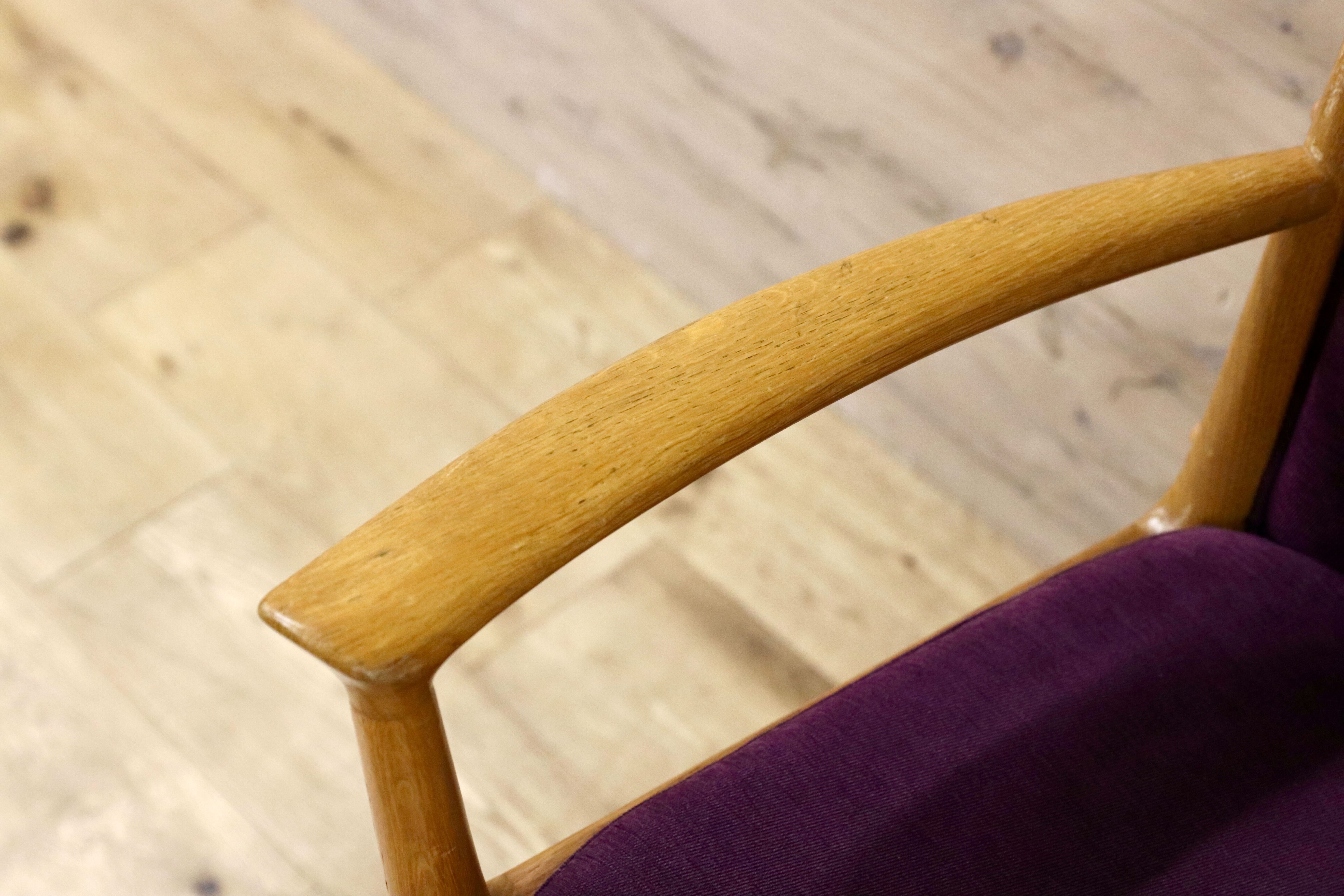 GMIK413AZ○mobilia / モビリア DANISH 北欧ヴィンテージ アームチェア ダイニングチェア 椅子 オーク材 ファブリック 稀少 検)ウェグナー