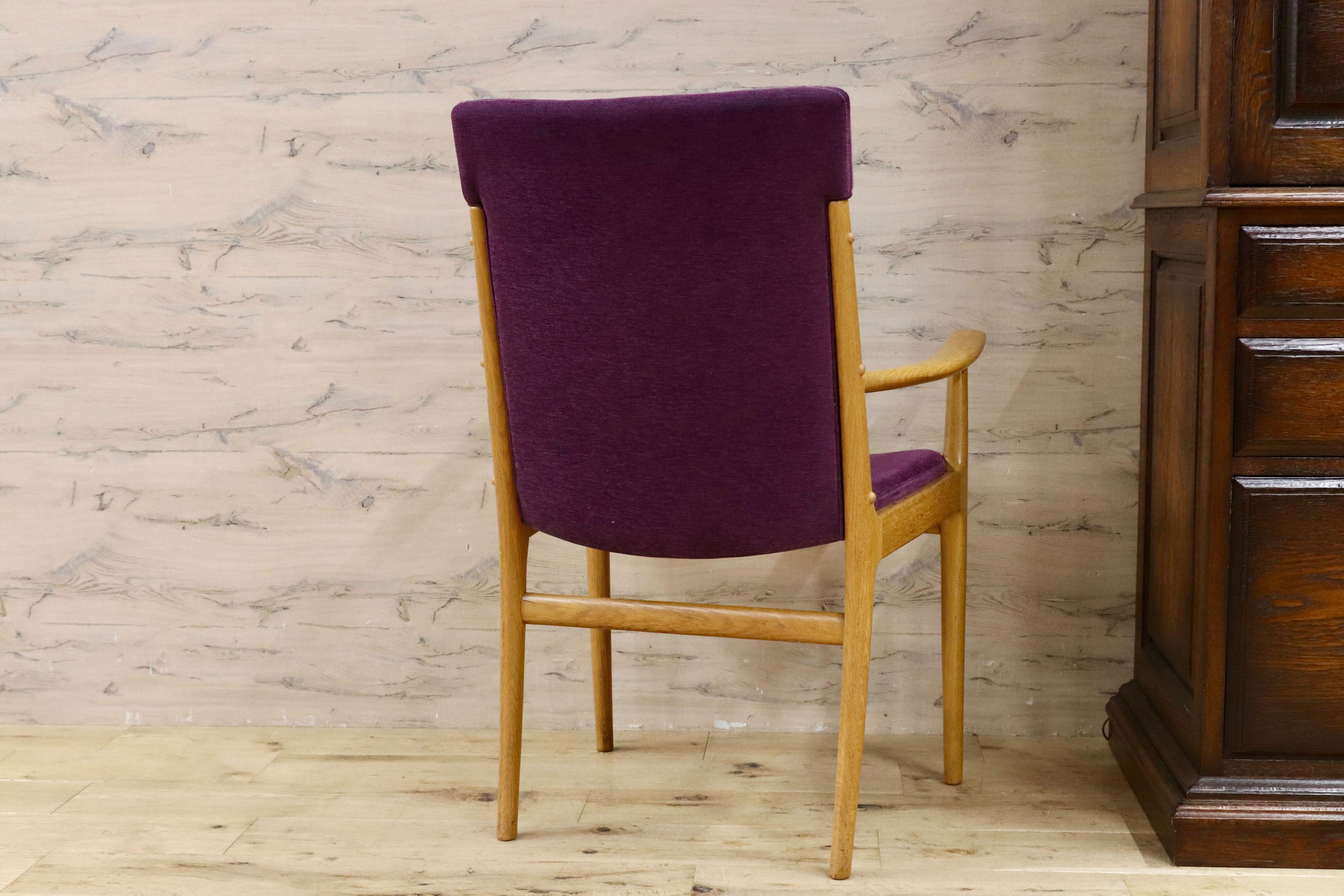 GMIK413AZ○mobilia / モビリア DANISH 北欧ヴィンテージ アームチェア ダイニングチェア 椅子 オーク材 ファブリック 稀少 検)ウェグナー