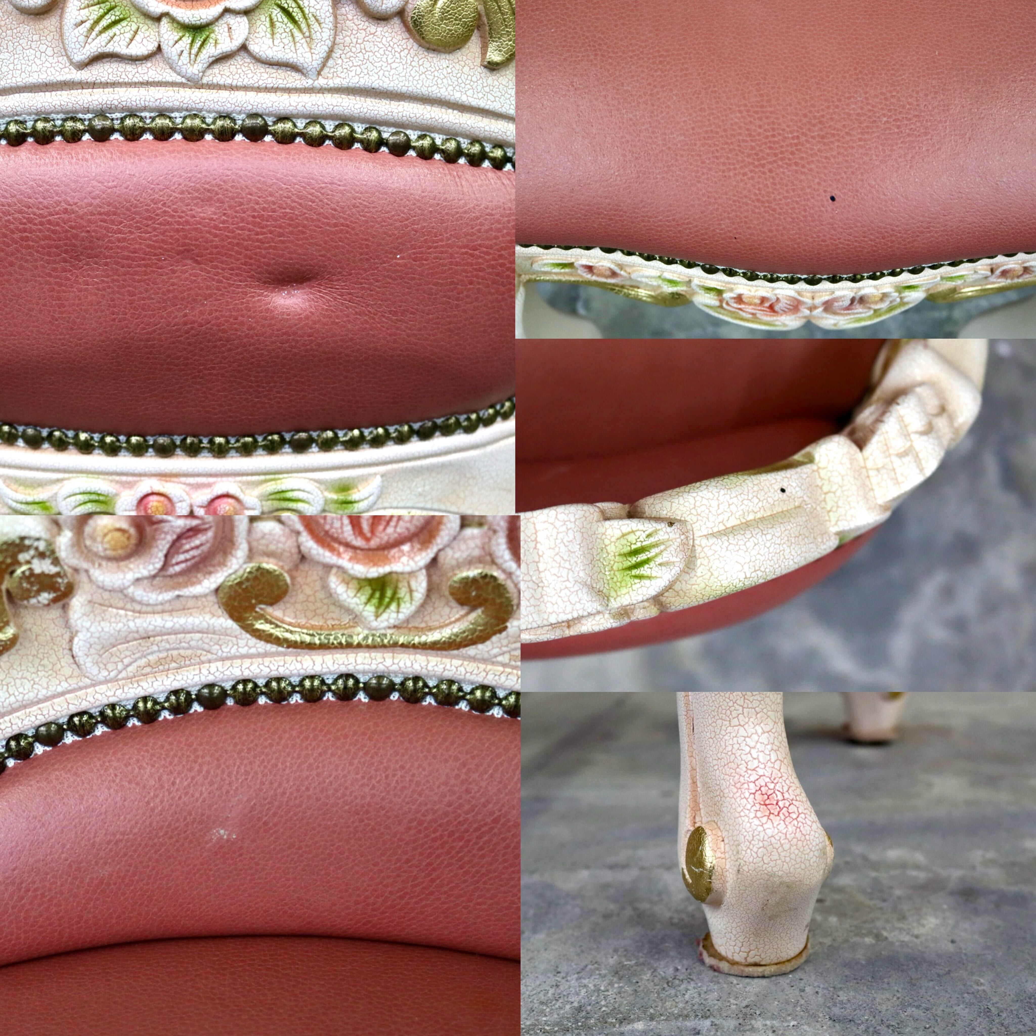 GMIS418B○スツール アームレスチェア 椅子 腰掛 座椅子 猫脚 木製 ドレッサー 玄関 ロココ ヨーロピアン 定価約8.7万