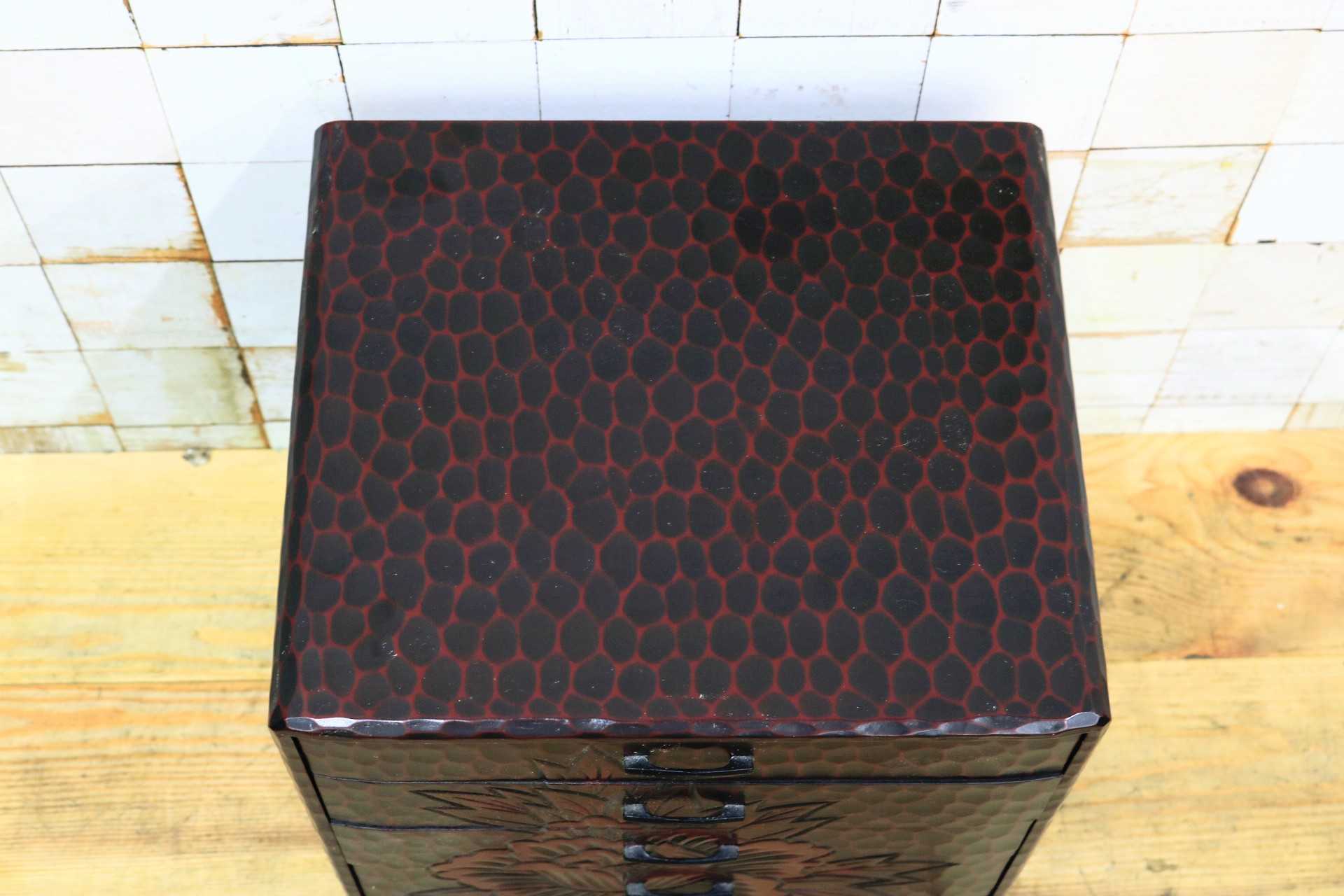 GMJK121◯整理箪笥 小物入れ 引き出し チェスト 小箪笥 鎌倉彫 和家具 和モダン 和室 民芸家具 昭和レトロ 展示品