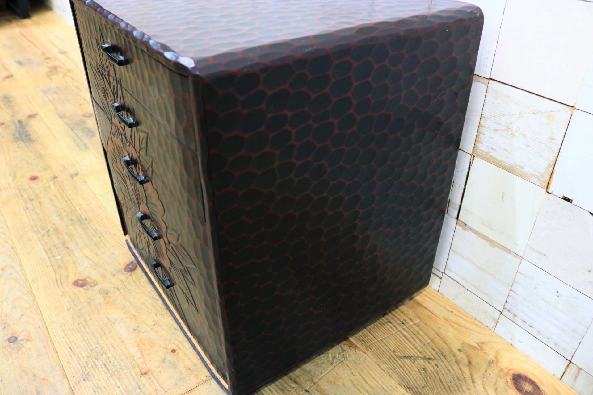 GMJK121◯整理箪笥 小物入れ 引き出し チェスト 小箪笥 鎌倉彫 和家具 和モダン 和室 民芸家具 昭和レトロ 展示品