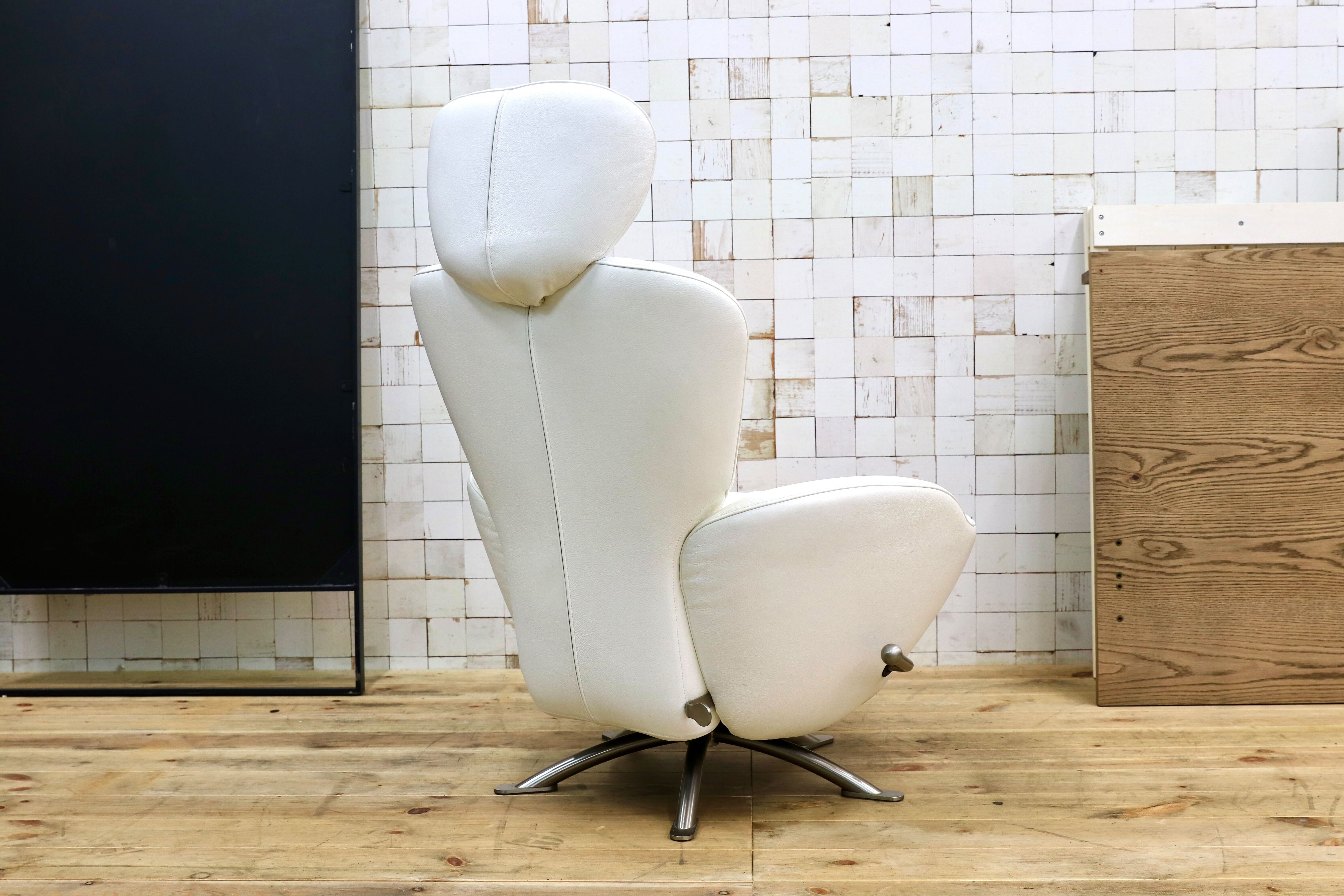 GMIO75○Cassina / カッシーナ K10 DODO ドド シェーズロング 総革 ホワイト 喜多俊之 1人掛けソファ リクライニングチェア 約140万
