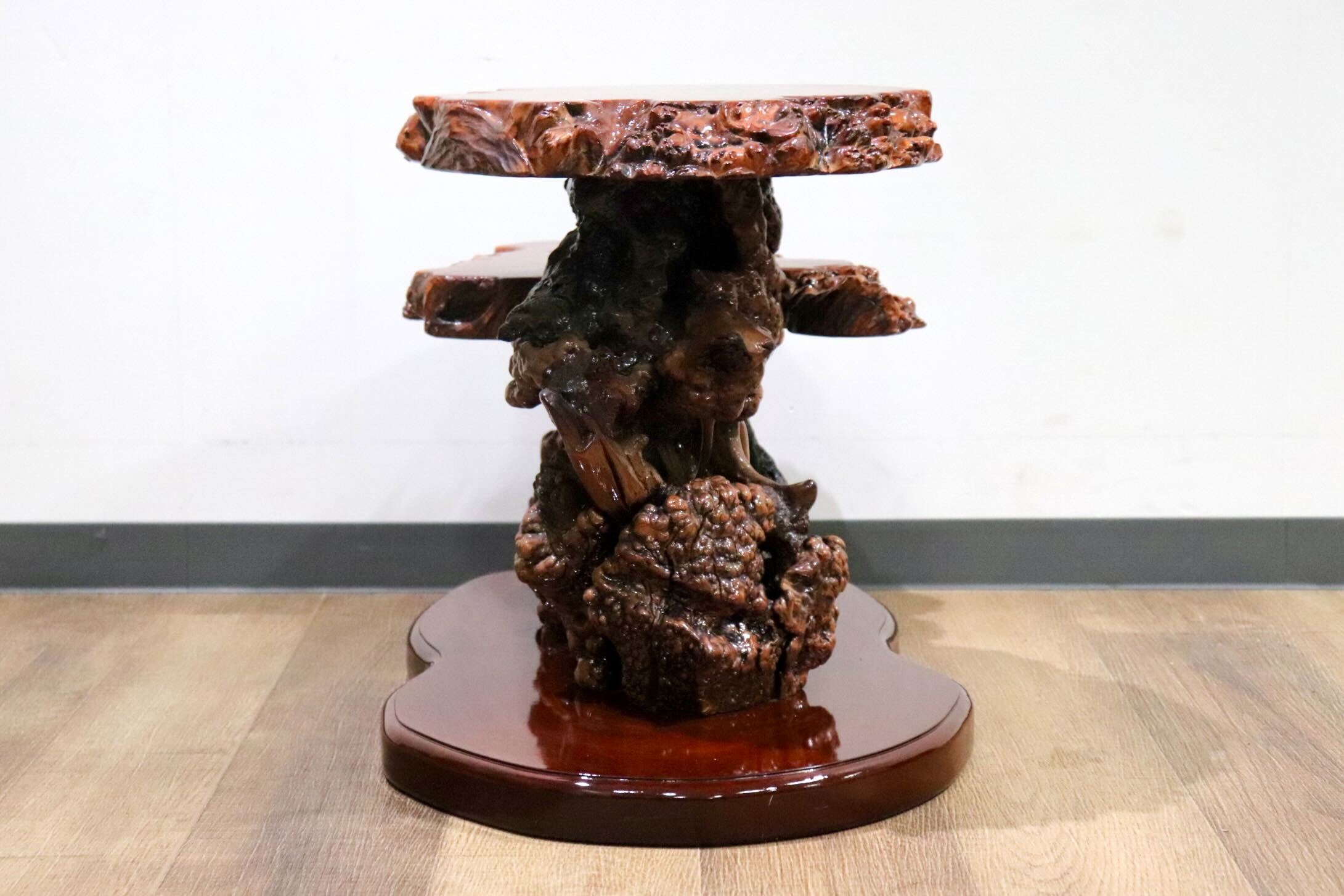 GMIS11○花梨材 瘤 玉杢 唐木 花台 飾り台 盆栽台 置物台 オブジェ 和モダン 希少
