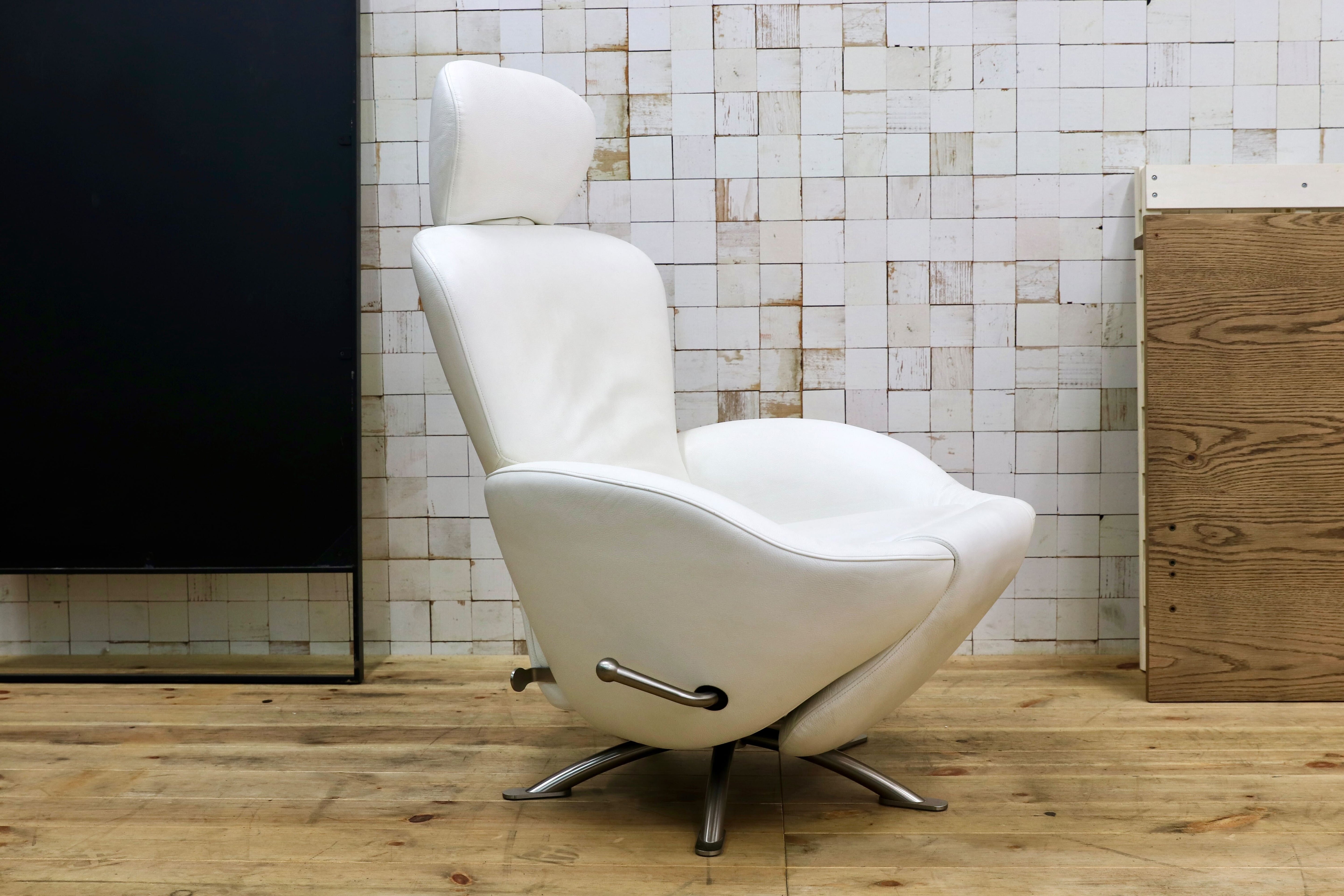 GMIO75○Cassina / カッシーナ K10 DODO ドド シェーズロング 総革 ホワイト 喜多俊之 1人掛けソファ リクライニングチェア 約140万
