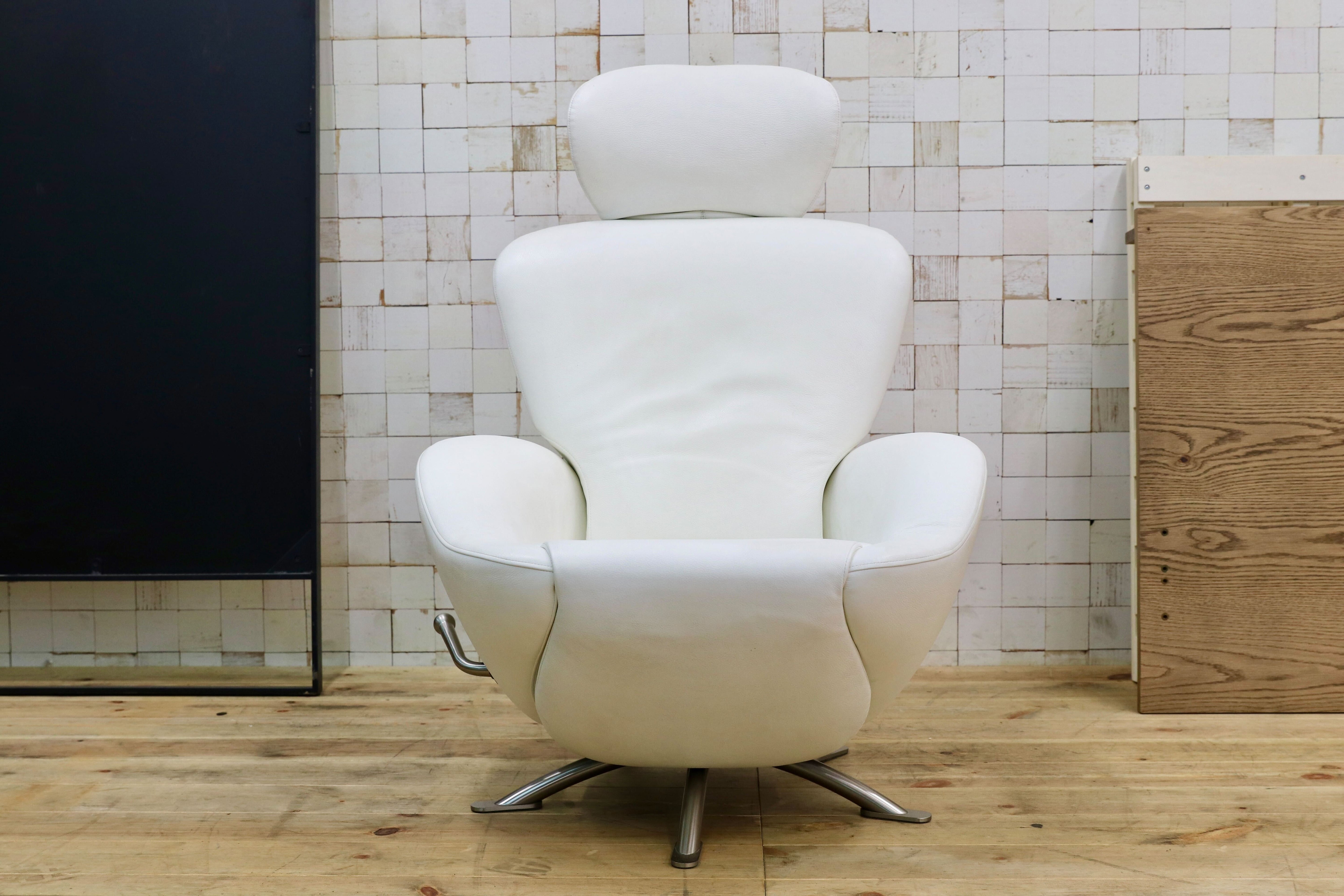 GMIO75○Cassina / カッシーナ K10 DODO ドド シェーズロング 総革 ホワイト 喜多俊之 1人掛けソファ リクライニングチェア 約140万
