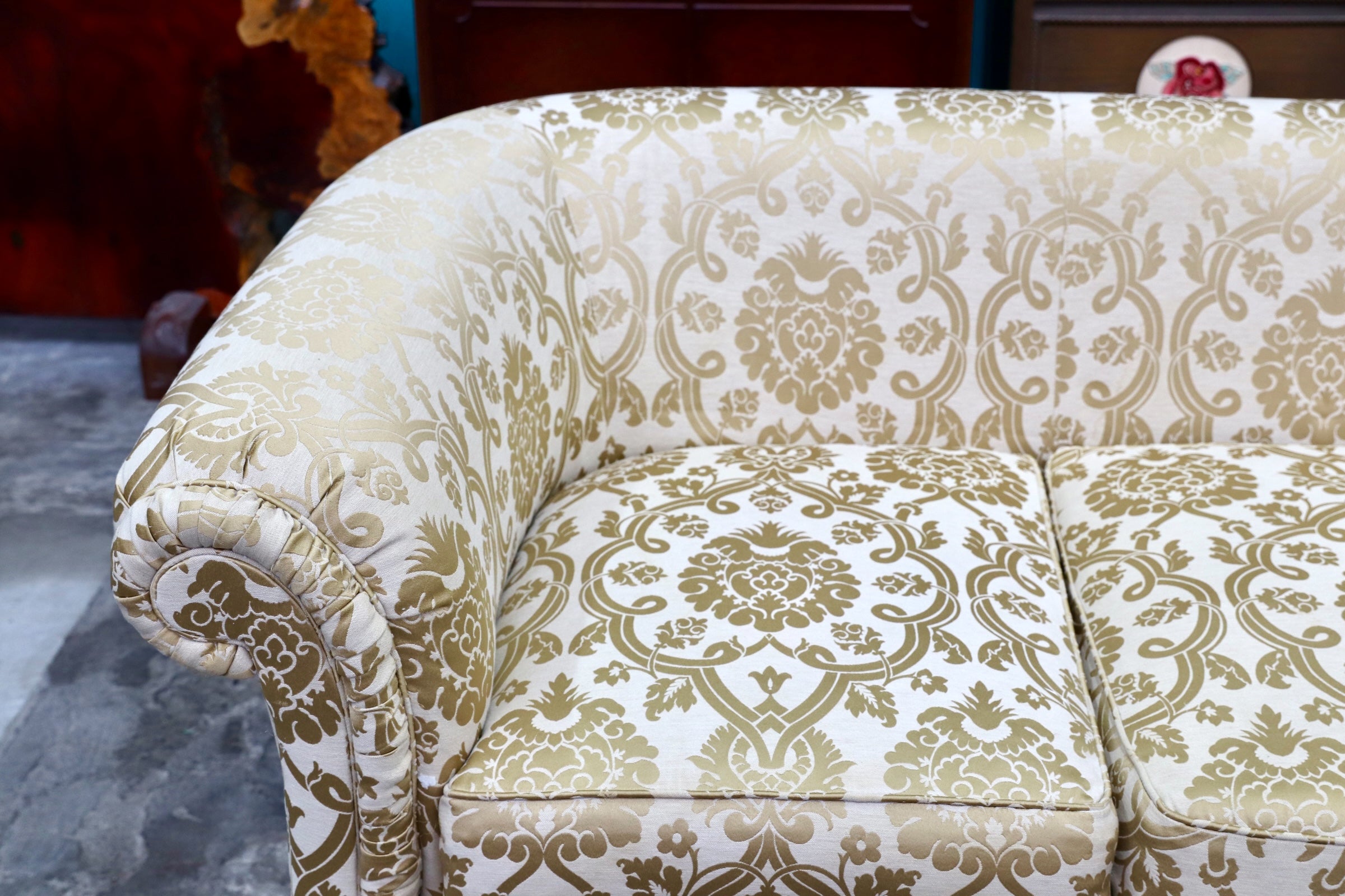 GMJK181○DREXEL HERITAGE / ドレクセルヘリテイジ 3人掛けソファ トリプルサファ ファブリック アメリカ製 クラシック 定価約80万