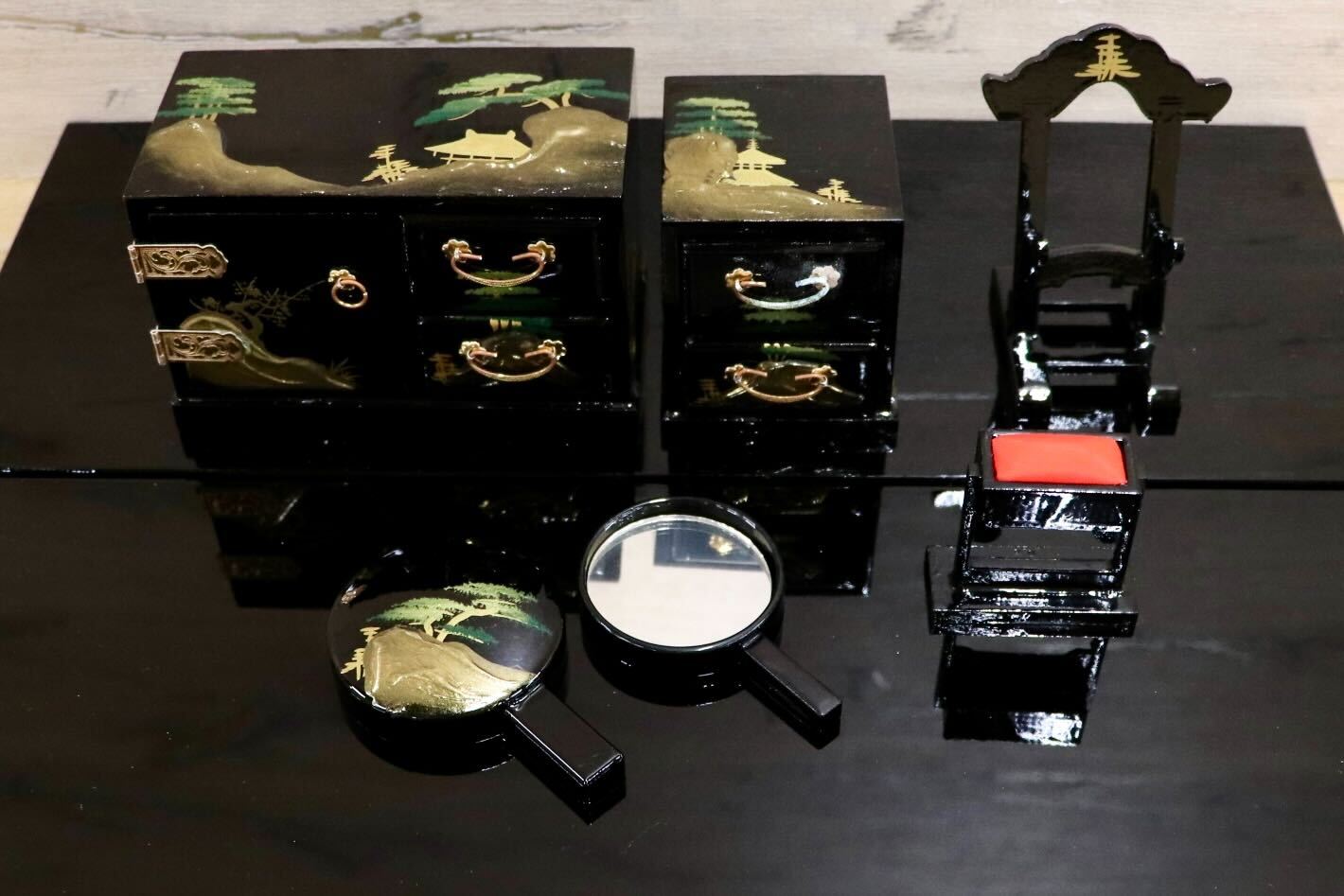 GMHS541○雛道具セット 人形なし 本金御道具セット 通産大臣賞受賞 秀叡作 雛道具