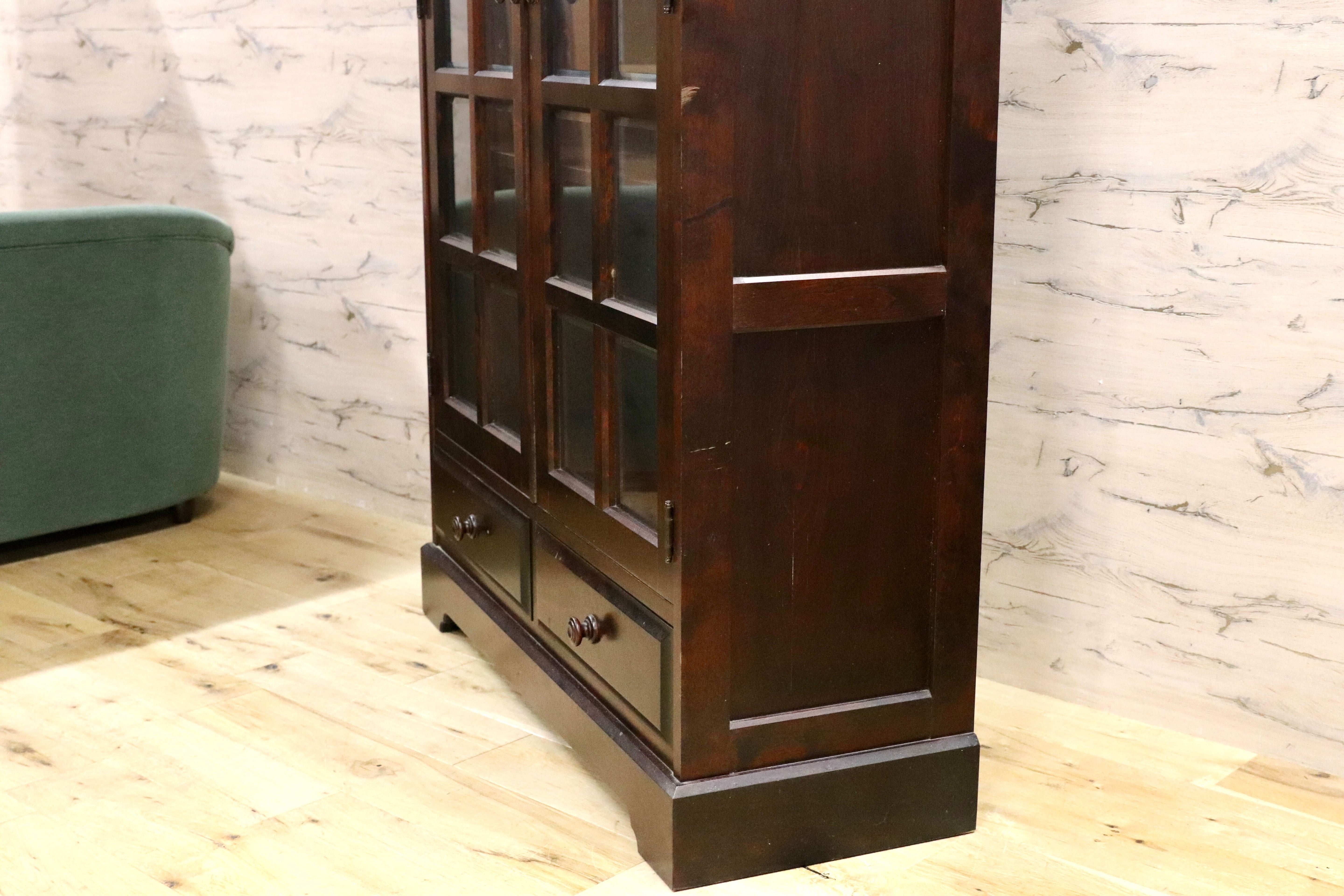 GMHN124○北海道民芸家具 書棚 本棚 水屋棚 キャビネット 飾り棚 樺材 レトロ 和家具 和モダン 飛騨産業