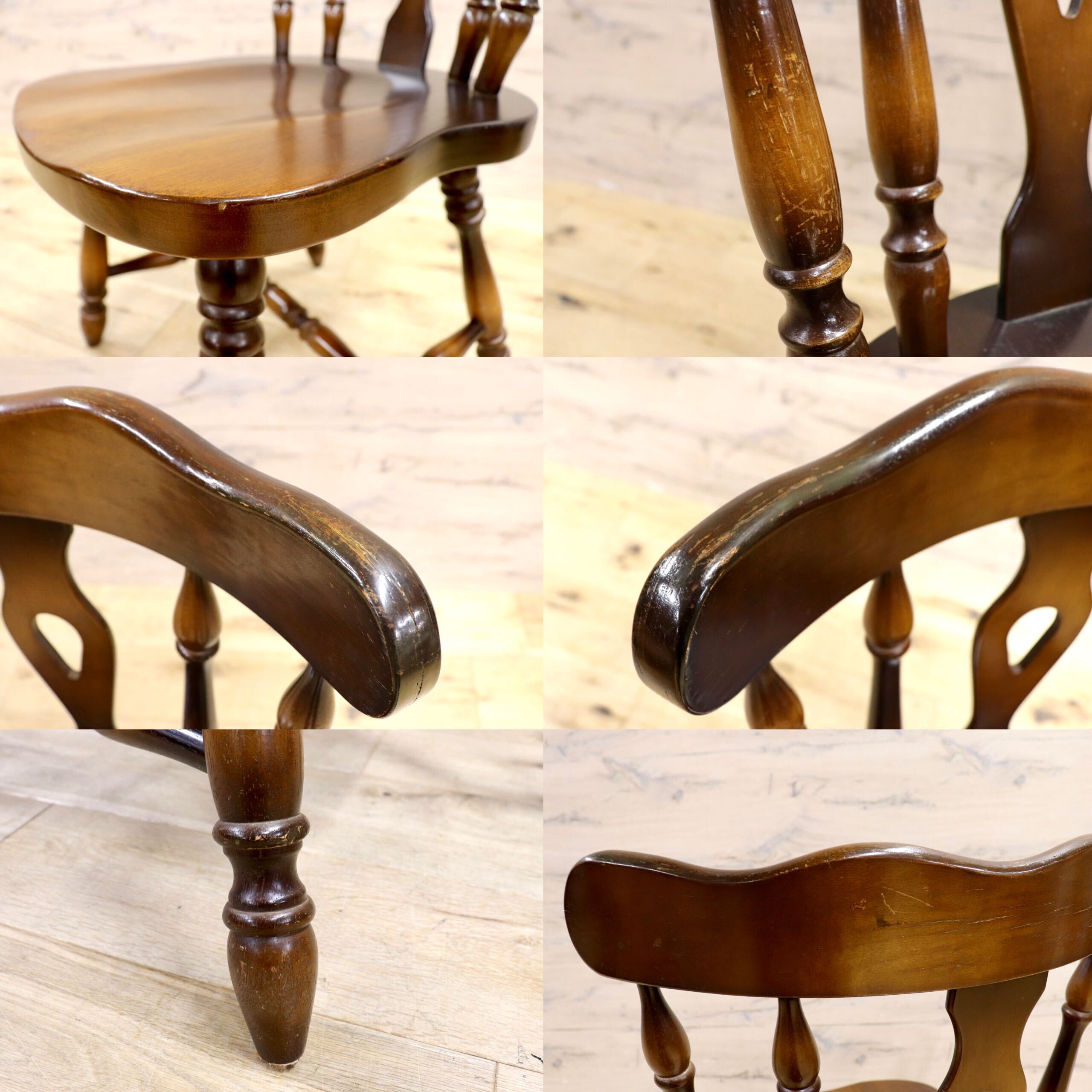 GMIK559○飛騨産業 / HIDA キツツキ 穂高 ダイニングチェア ウィンザーチェア 椅子 クラシック アンティーク ヴィンテージ 木製家具