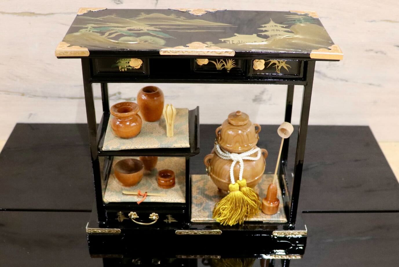 GMHS541○雛道具セット 人形なし 本金御道具セット 通産大臣賞受賞 秀叡作 雛道具