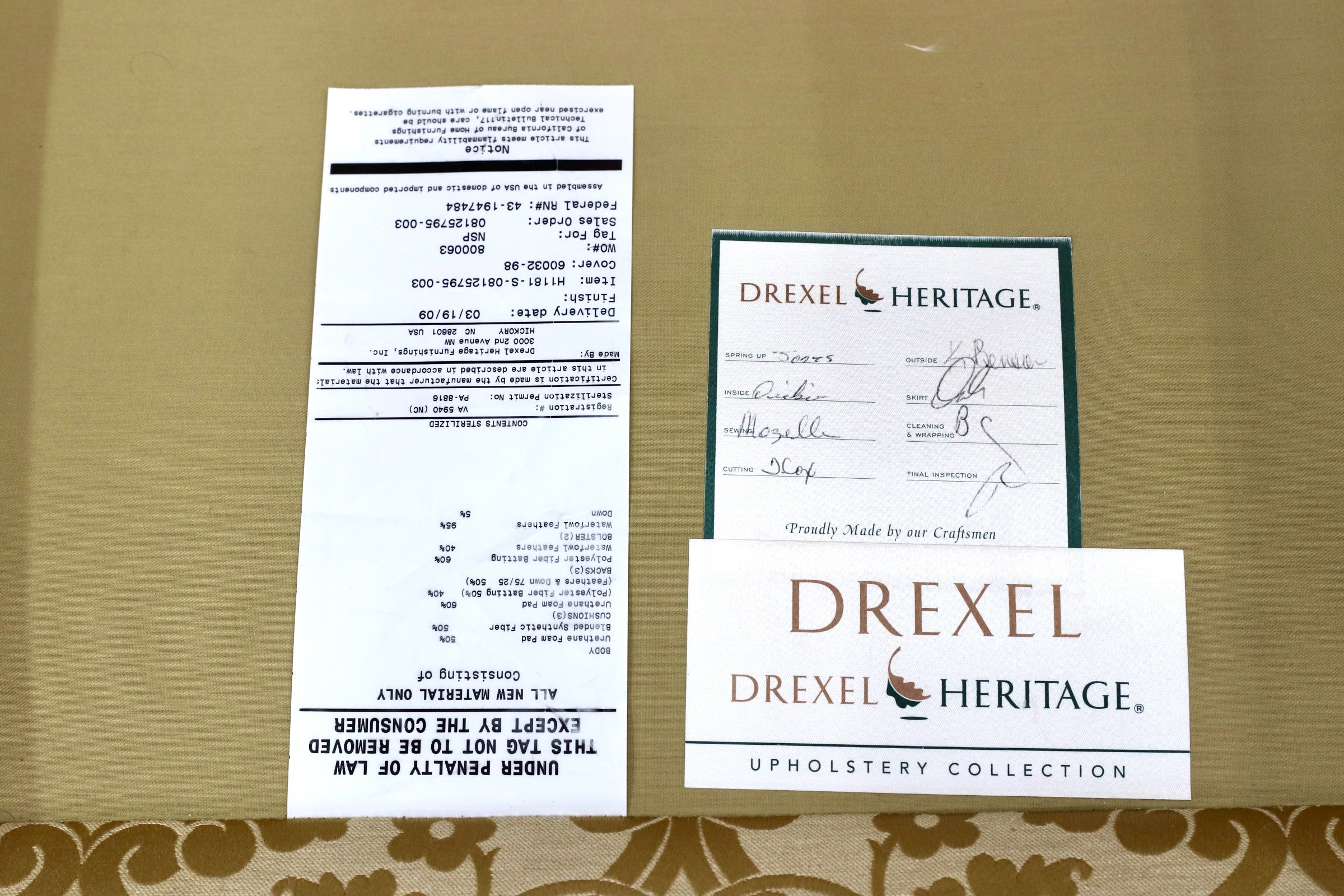 GMJK181○DREXEL HERITAGE / ドレクセルヘリテイジ 3人掛けソファ トリプルサファ ファブリック アメリカ製 クラシック 定価約80万