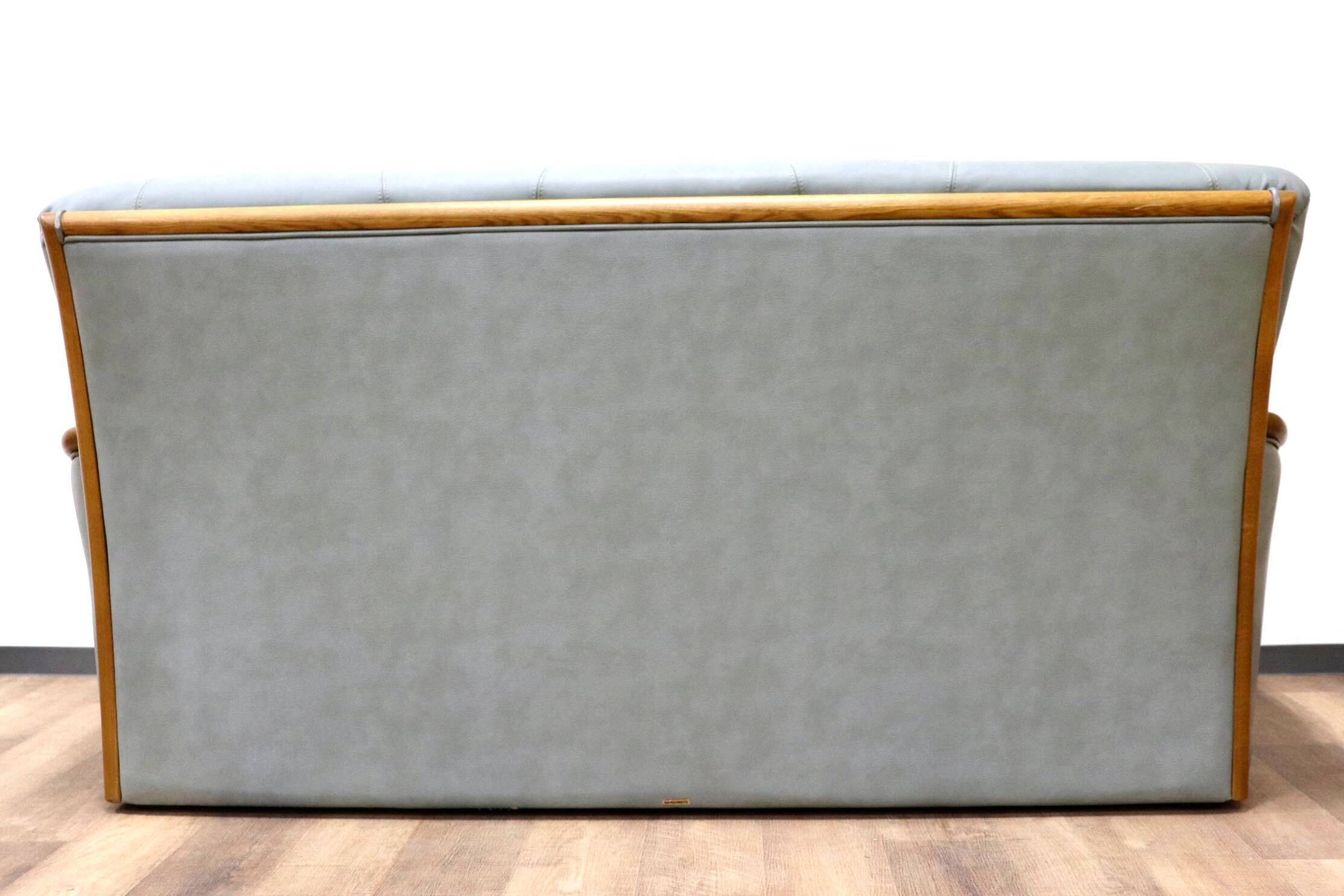 GMGK260A○浜本工芸 / HAMAMOTO 2.5人掛けソファ ラブソファ 長椅子 本革 オットマン フットスツール 楢材 国産家具 モダン