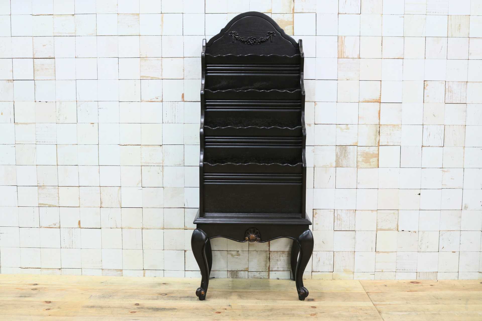 GMIK556◯マガジンラック 本棚 収納家具 スリッパラック 木製 什器 猫脚 ロココ調 アンティーク調