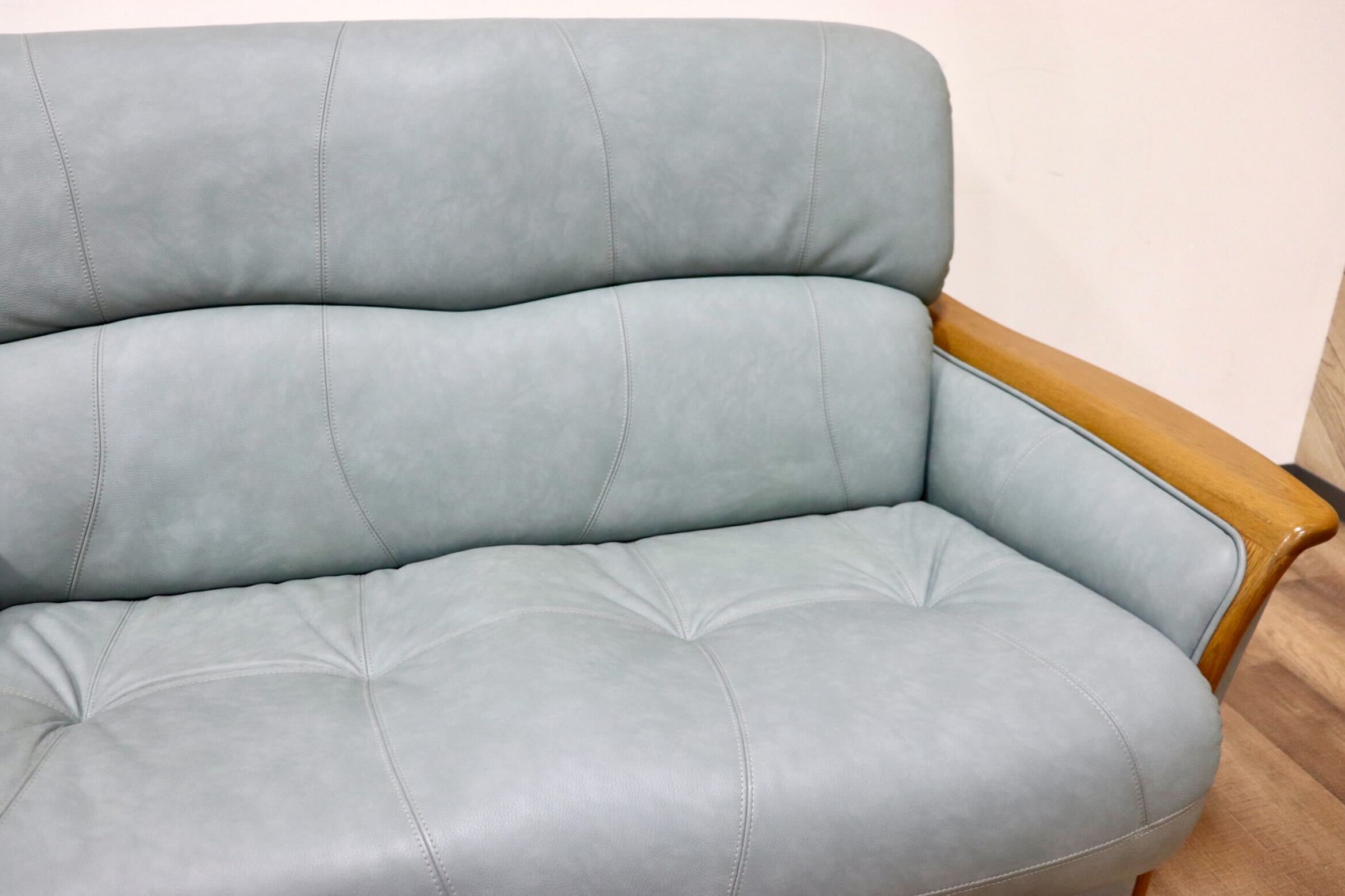 GMGK260B○浜本工芸 / HAMAMOTO 2人掛けソファ ラブソファ 長椅子 本革 オットマン フットスツール 楢材 国産家具 モダン