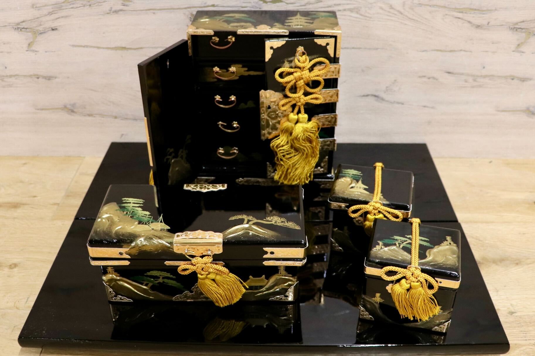 GMHS541○雛道具セット 人形なし 本金御道具セット 通産大臣賞受賞 秀叡作 雛道具