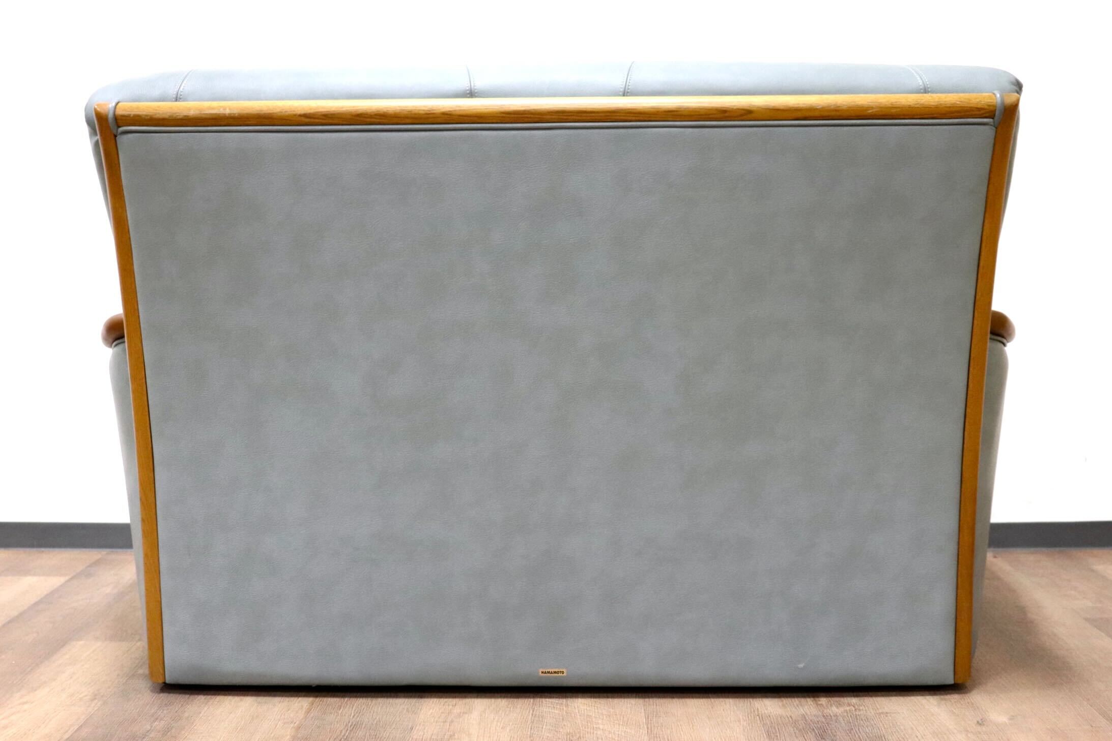 GMGK260B○浜本工芸 / HAMAMOTO 2人掛けソファ ラブソファ 長椅子 本革 オットマン フットスツール 楢材 国産家具 モダン