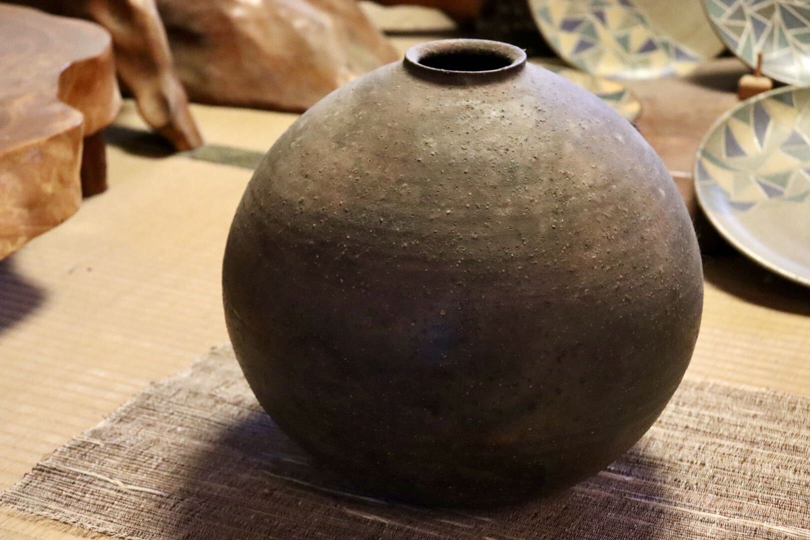 GMJI28◯市野悟窯 丹波焼 丸壺 花生 花器 花入 伝統工芸 陶器 丹波篠山 市野哲次 和モダン 逸品