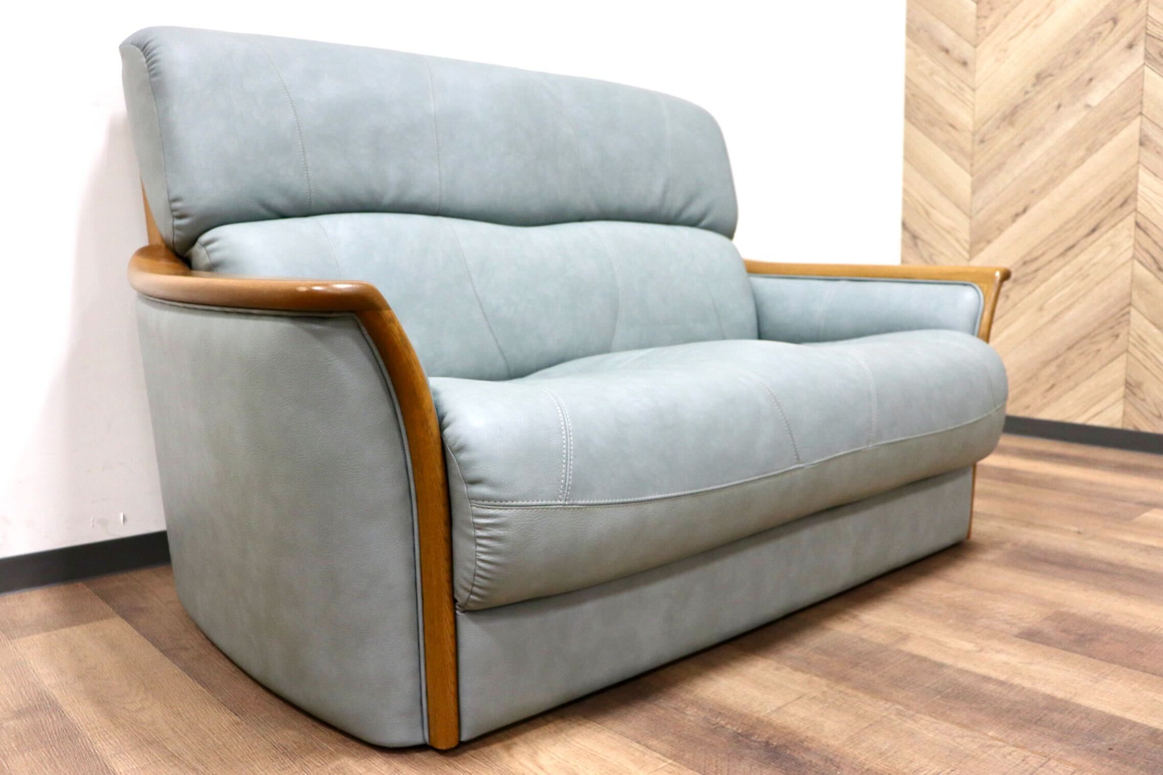 GMGK260B○浜本工芸 / HAMAMOTO 2人掛けソファ ラブソファ 長椅子 本革 オットマン フットスツール 楢材 国産家具 モダン