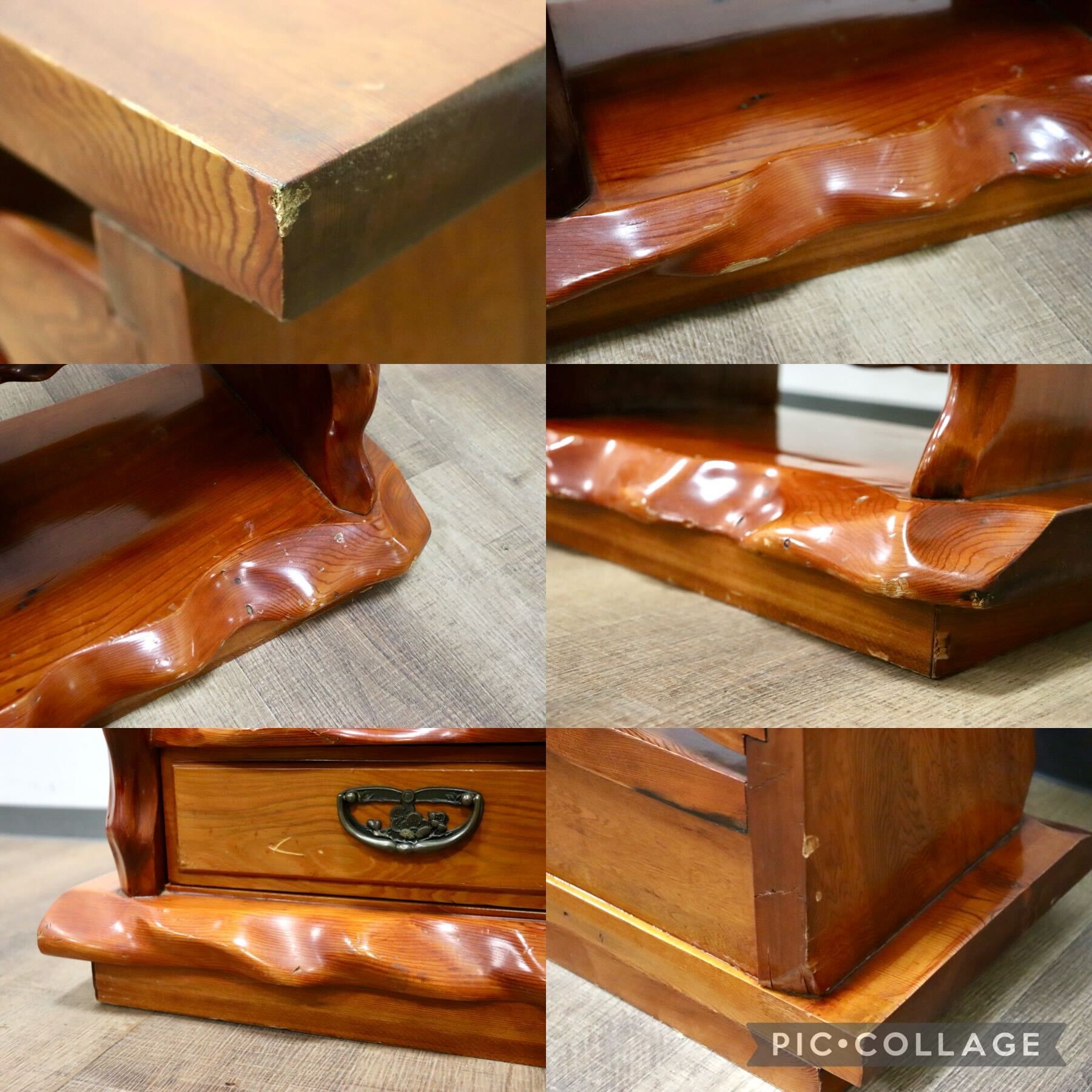 GMHS6○世界遺産屋久杉 無垢 置床 飾り棚 花台 小引出し 飾り台 収納家具 和家具 和モダン レトロ 座敷 和室 最高級 アンティーク