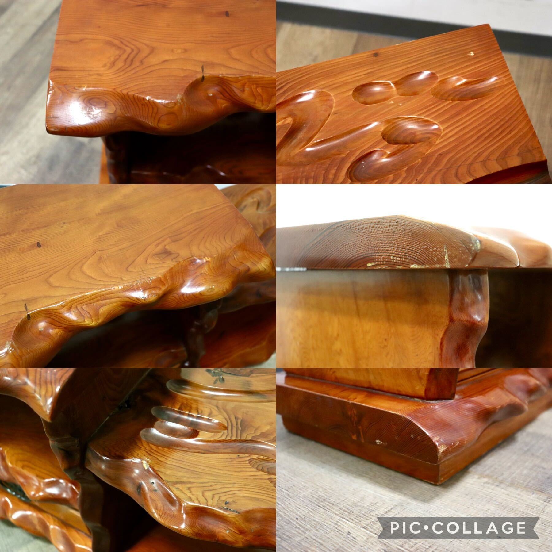 GMHS6○世界遺産屋久杉 無垢 置床 飾り棚 花台 小引出し 飾り台 収納家具 和家具 和モダン レトロ 座敷 和室 最高級 アンティーク