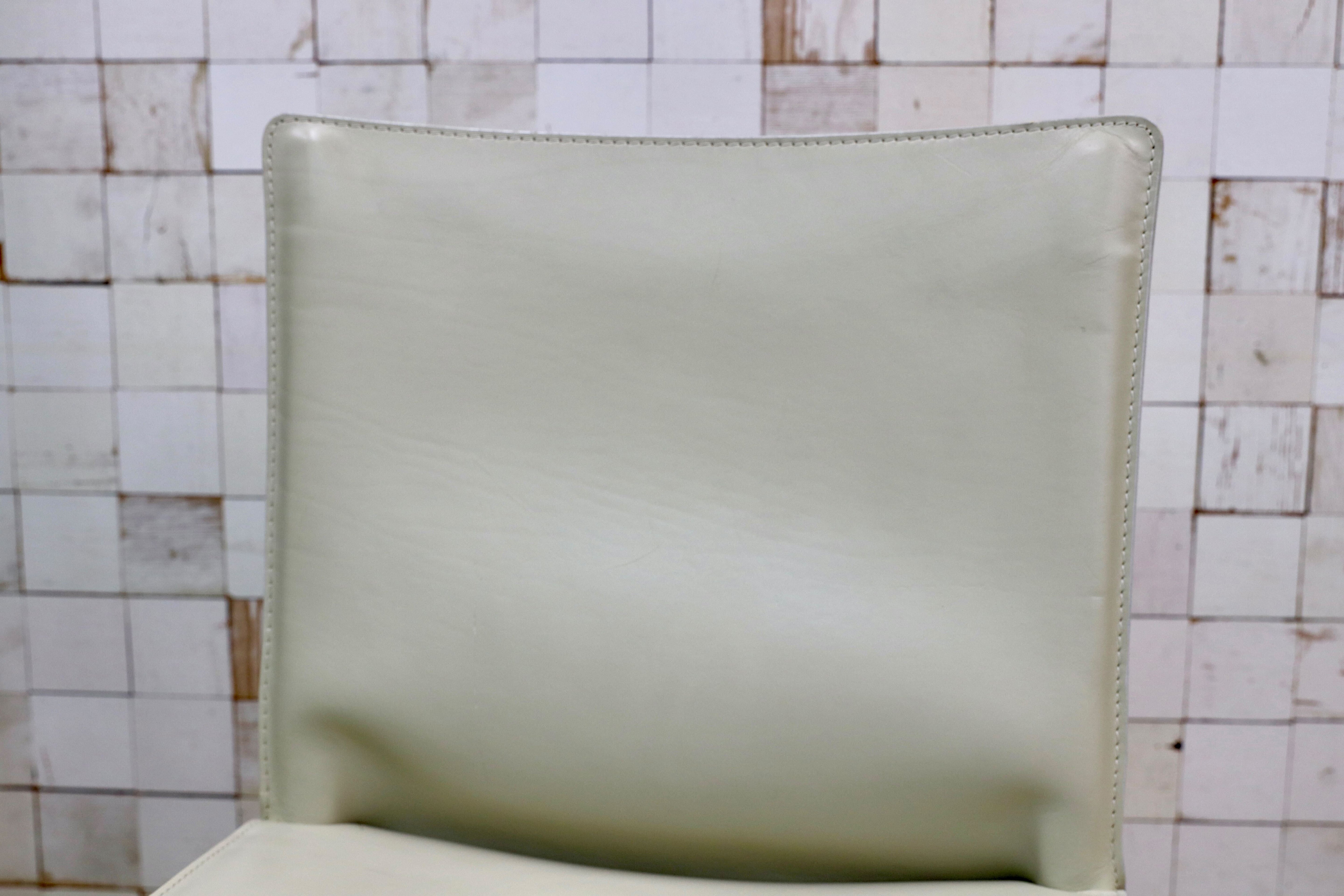 GMIO74B○Cassina / カッシーナ 413 CAB キャブチェア マリオ・ベリーニ 椅子 マットアイボリー レザー イタリアモダン 定価30.8万