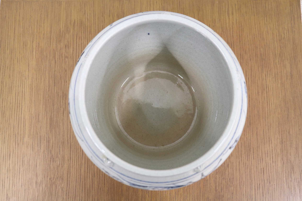 GMJK257G◯萬古焼 太仙窯 山本太仙 安南 水指 茶道具 茶器 安南写 唐草文 染付 古美術 伝統工芸