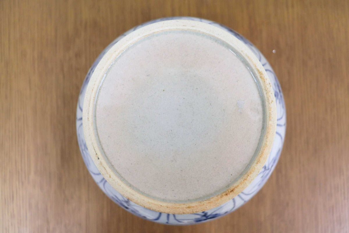 GMJK257G◯萬古焼 太仙窯 山本太仙 安南 水指 茶道具 茶器 安南写 唐草文 染付 古美術 伝統工芸