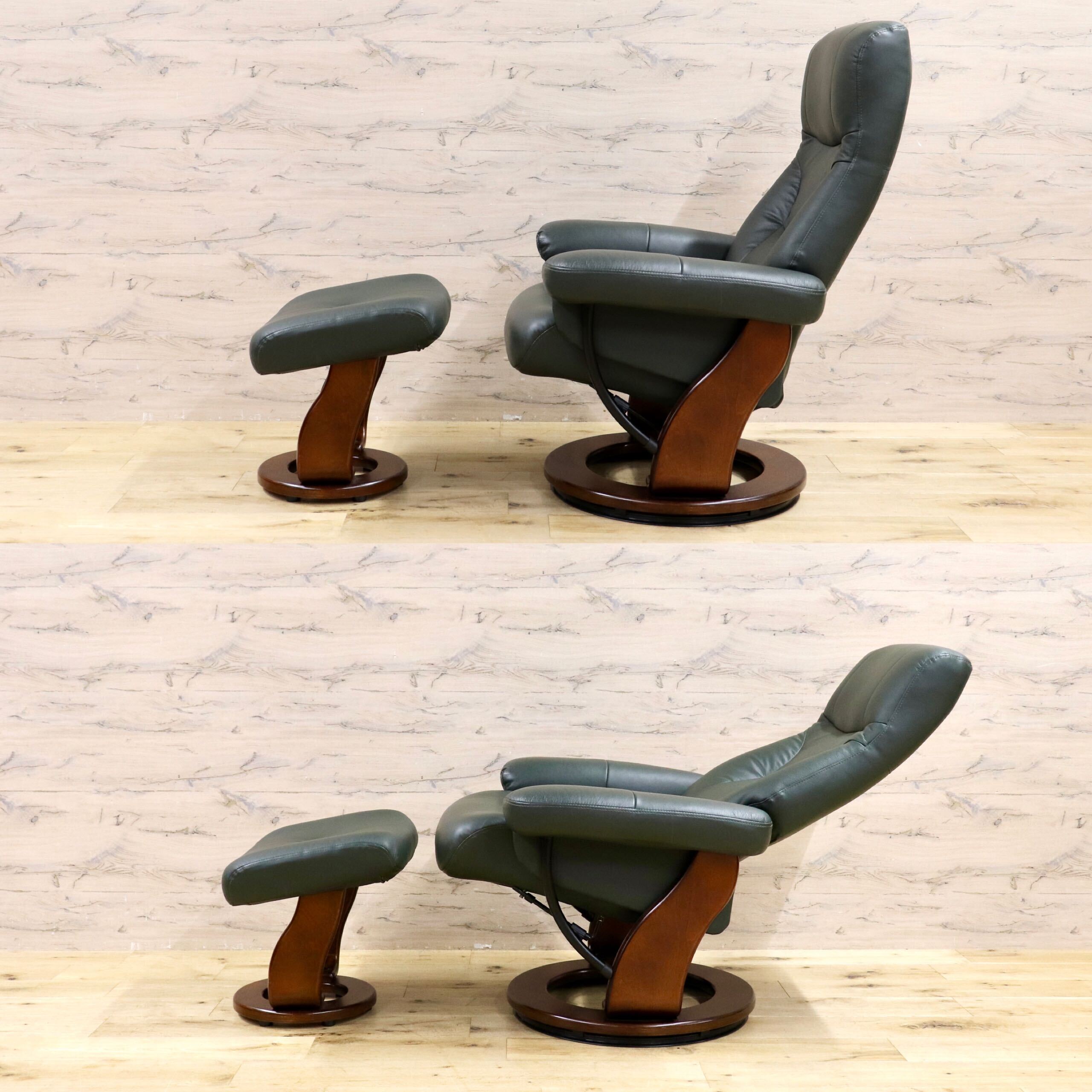 GMIK567○リクライニングチェア オットマンセット パーソナルチェア 1人掛けソファ 回転式 合皮 モダン 北欧スタイル 検) EKORNES