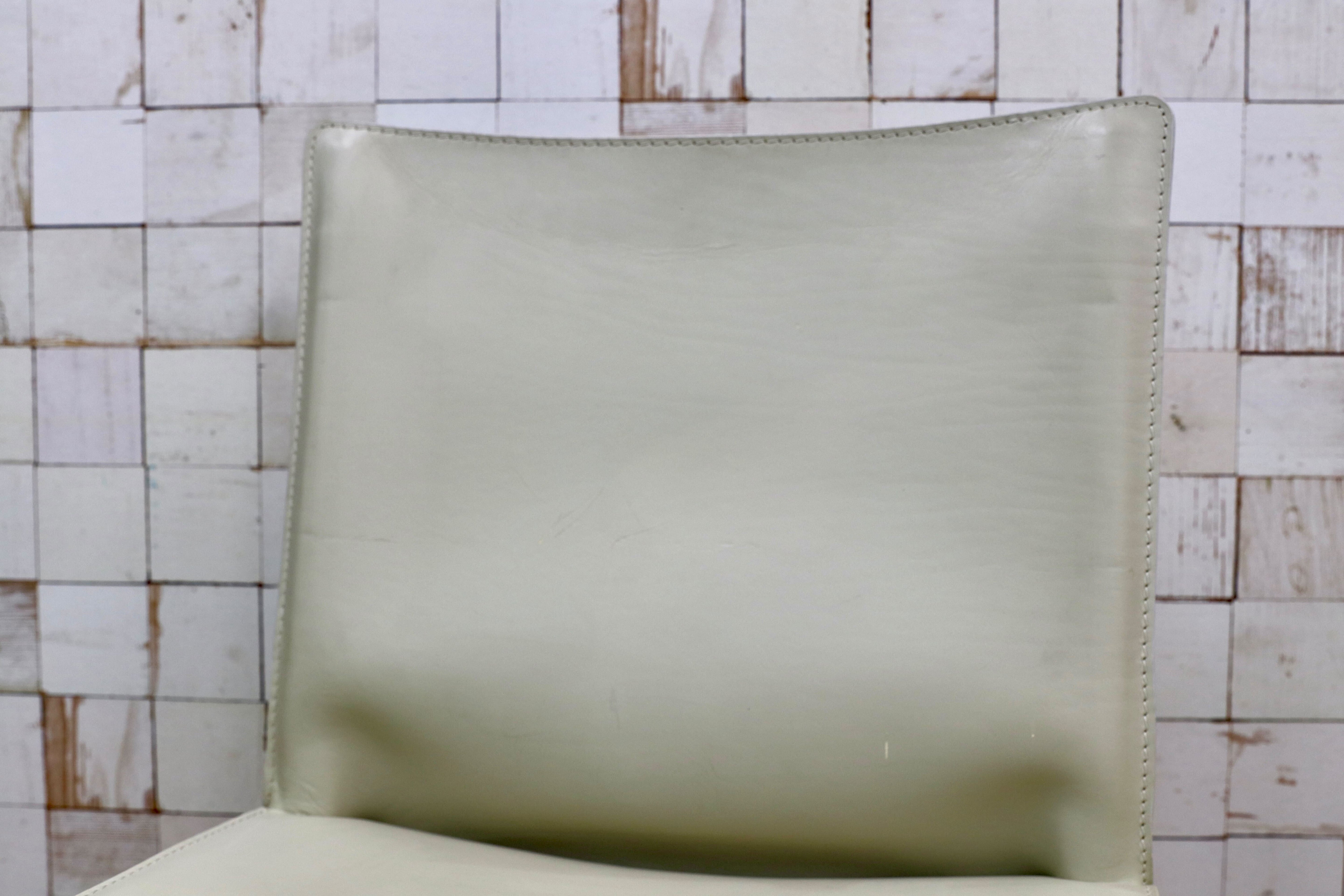 GMIO74D○Cassina / カッシーナ 413 CAB キャブチェア マリオ・ベリーニ 椅子 マットアイボリー レザー イタリアモダン 定価30.8万