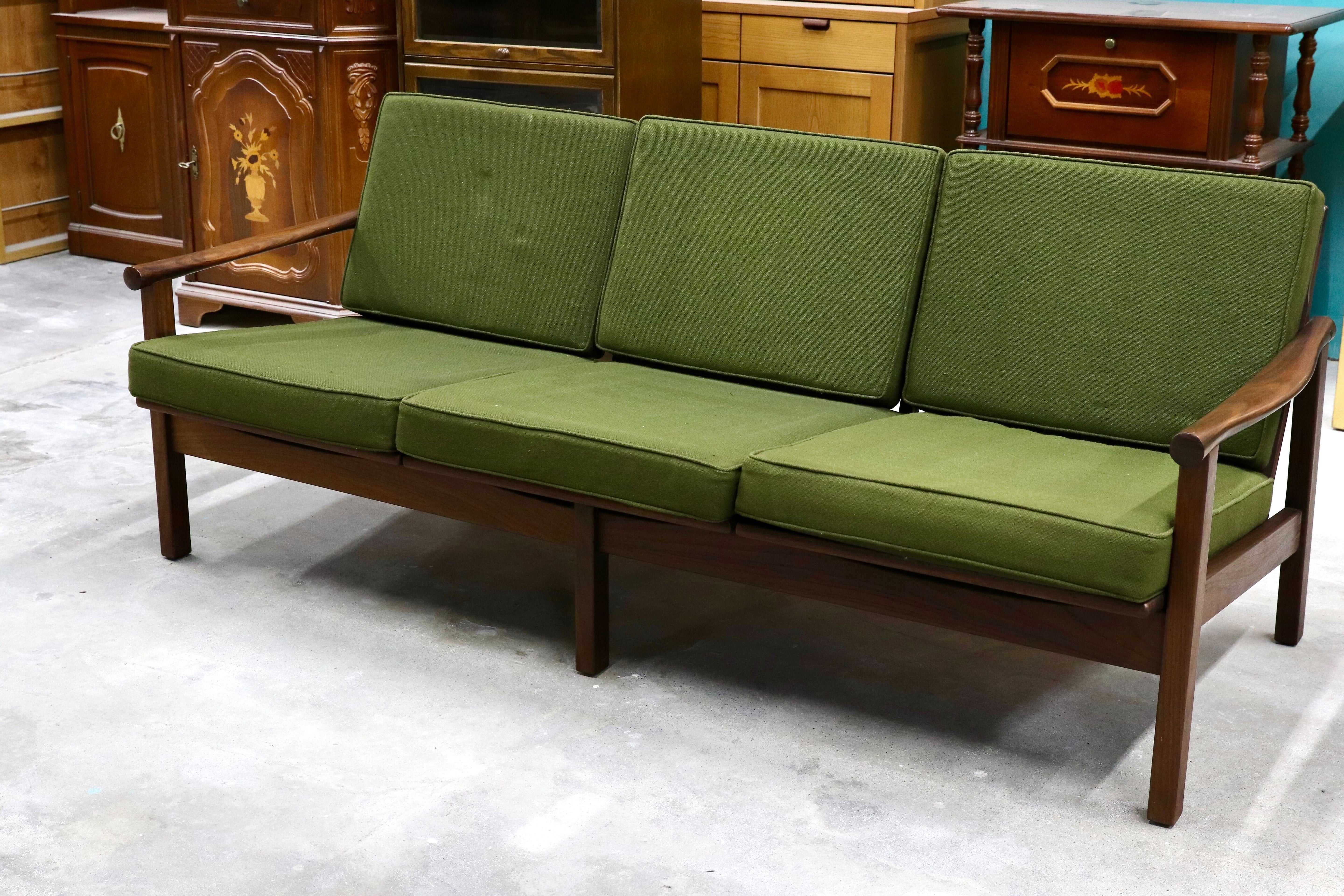 GMHS533C○オールドマルニ / maruni 孔雀 60年代 3人掛けソファ トリプルソファ 椅子 ローズウッド 北欧スタイル ジャパニーズモダン 稀少